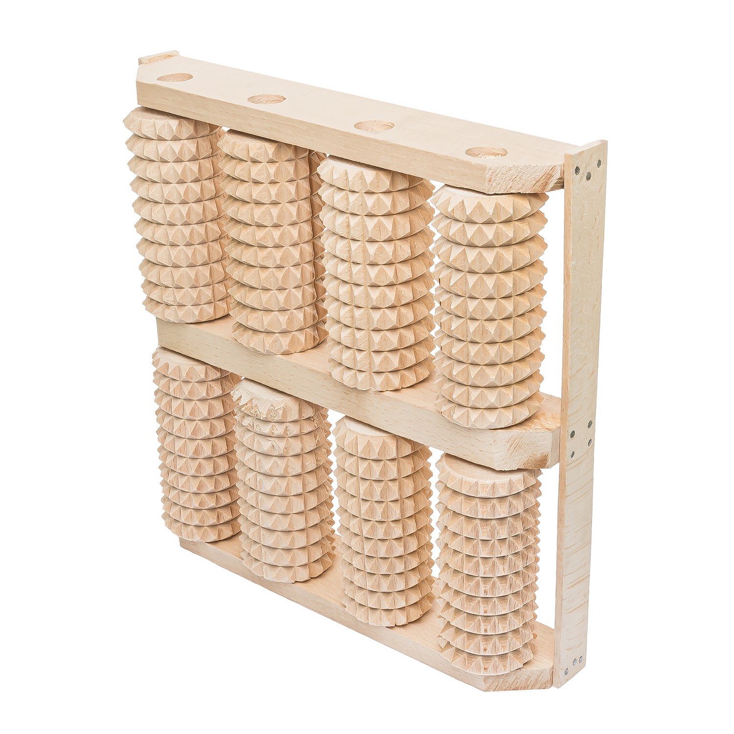 Wooden Foot Roller Massager, 8 Rollers for Both Feet, 10x10x2 in