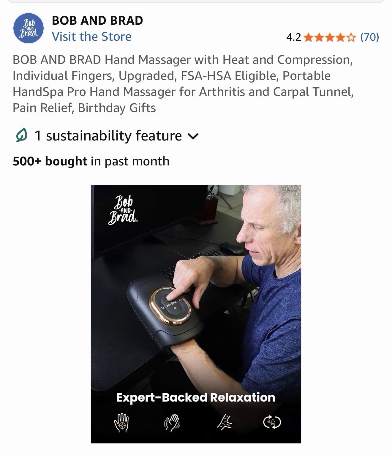 BOB AND BRAD Hand Massager with Heat and Compression, Individual Fingers