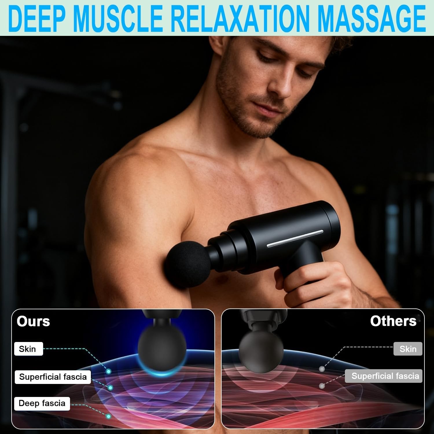 Heat Cold Massage Gun Deep Tissue Percussion Muscle Massager 6 Speed 6 Heads LCD