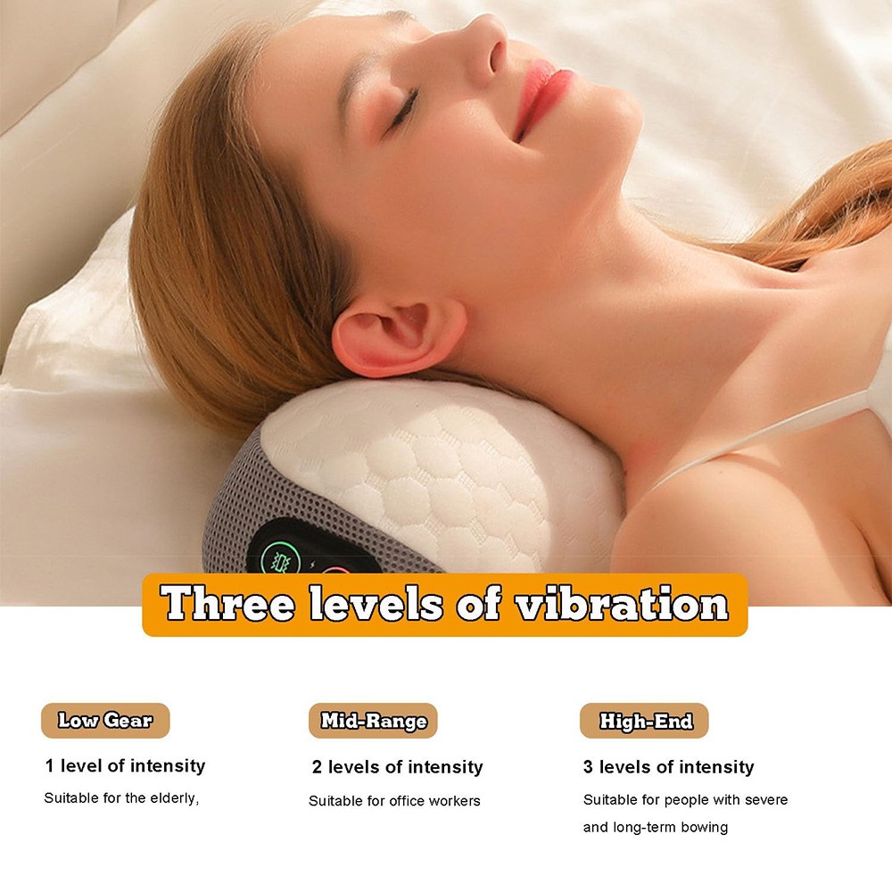 New Cervical Pillow for Neck Pain Relief with 3 Heat Levels & 3 Vibration Modes.