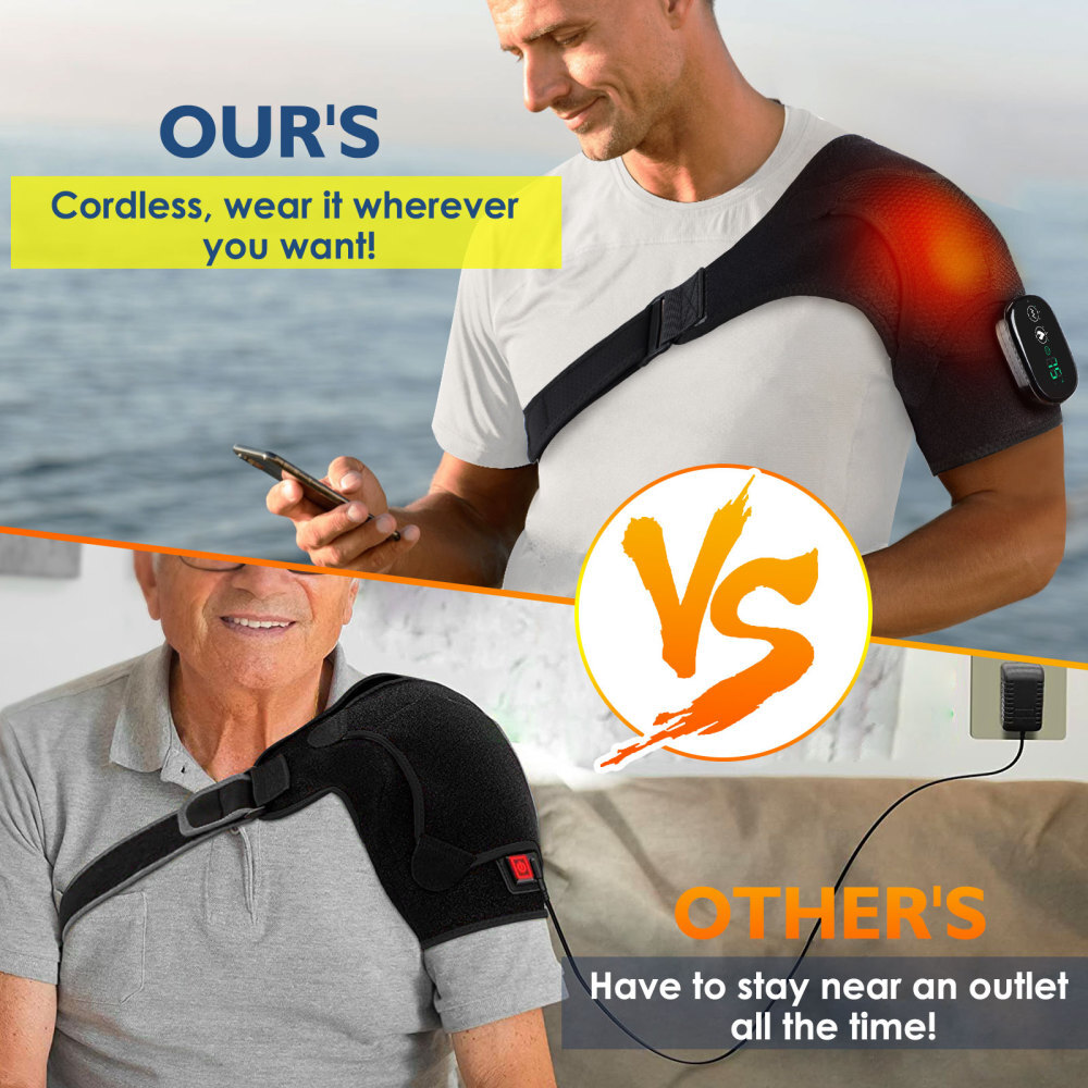 Electric Heating Vibration Shoulder Brace Joint Pain Relief Massager Wrap Belt