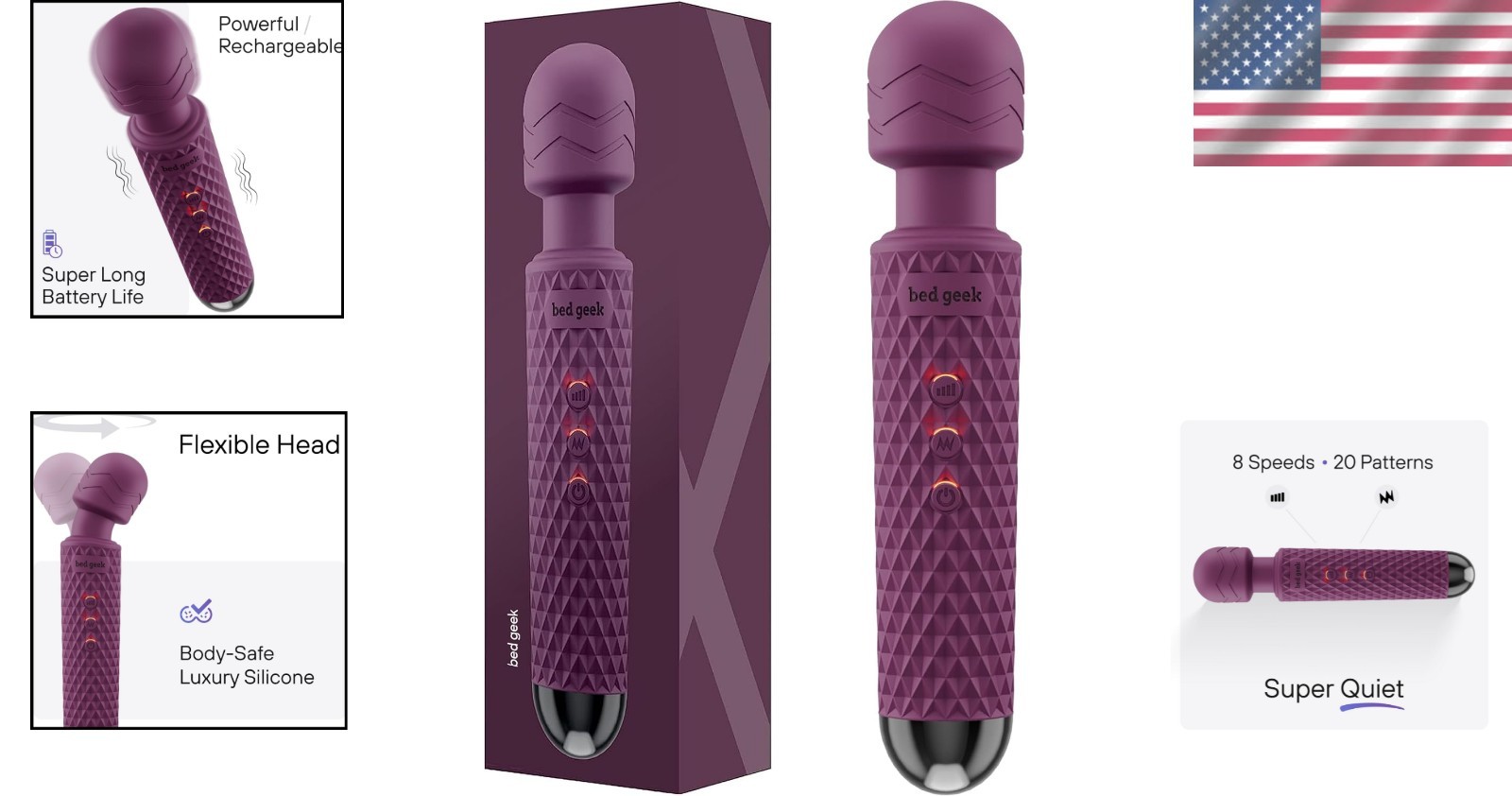 Rechargeable Handheld Wand Massager – 20 Patterns & Ultimate Stress Relief Tool