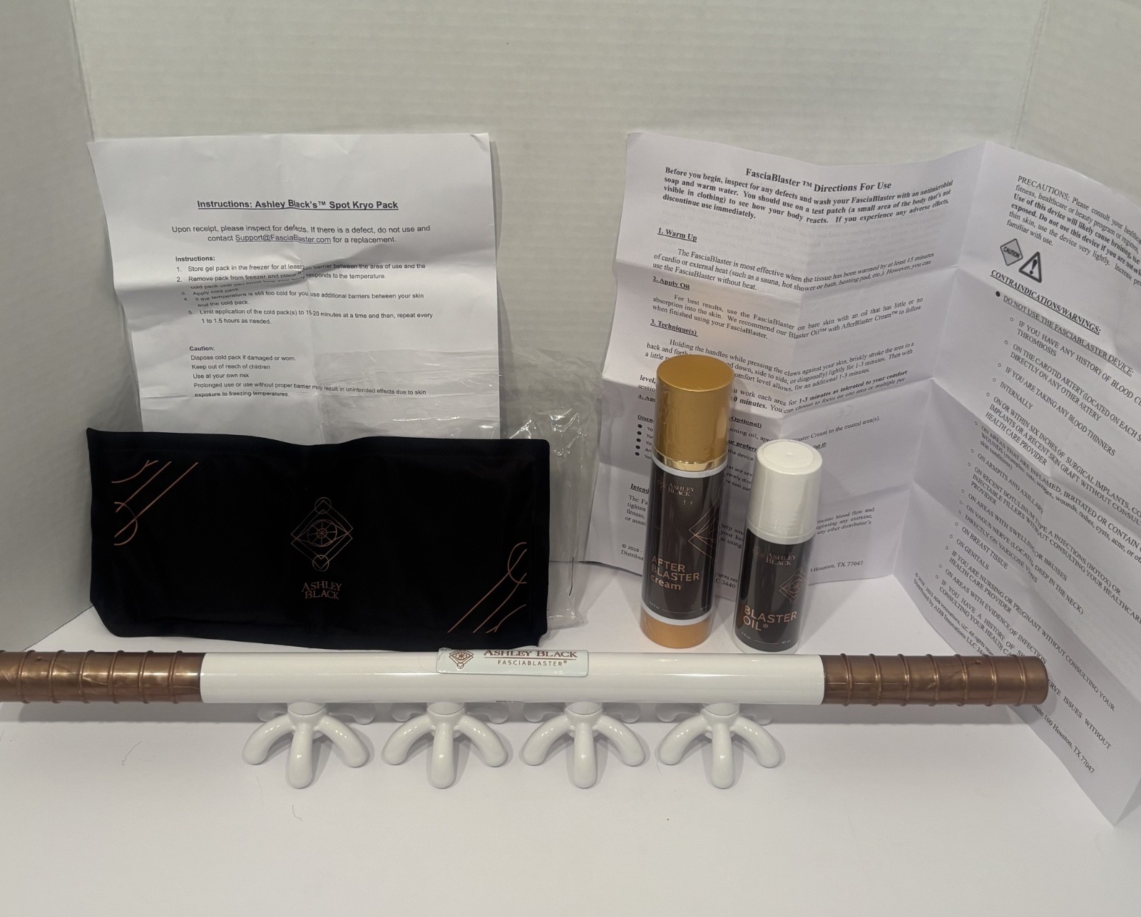 Ashley Black 4 Claw FasciaBlaster Cellulite Massager with Oil/Cream/Kryo NEW