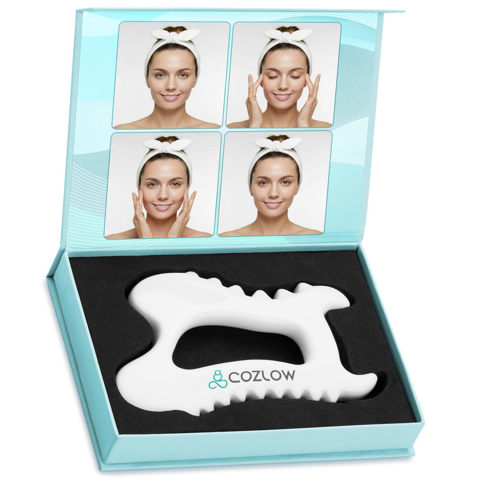 COZLOW Ceramic Gua Sha Massage Tool for Face & Body – Premium Bone White