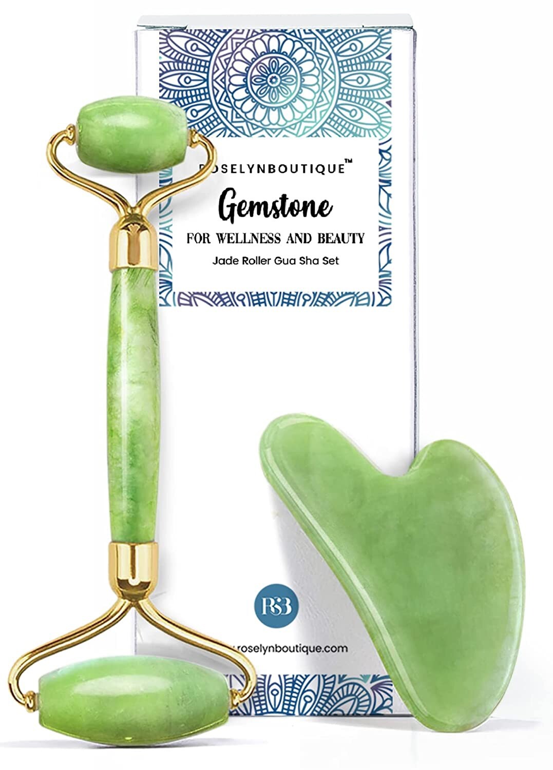 ROSELYNBOUTIQUE Jade Roller Gua Sha Facial Tools Set Beauty Skin Face Massage