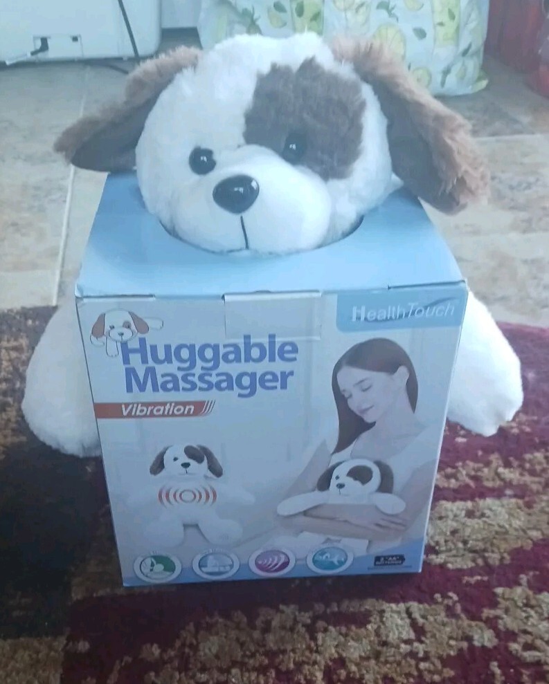 Health Touch Huggable Massager Relaxing Vibration Soothe 14″ Plush Puppy Dog NIB