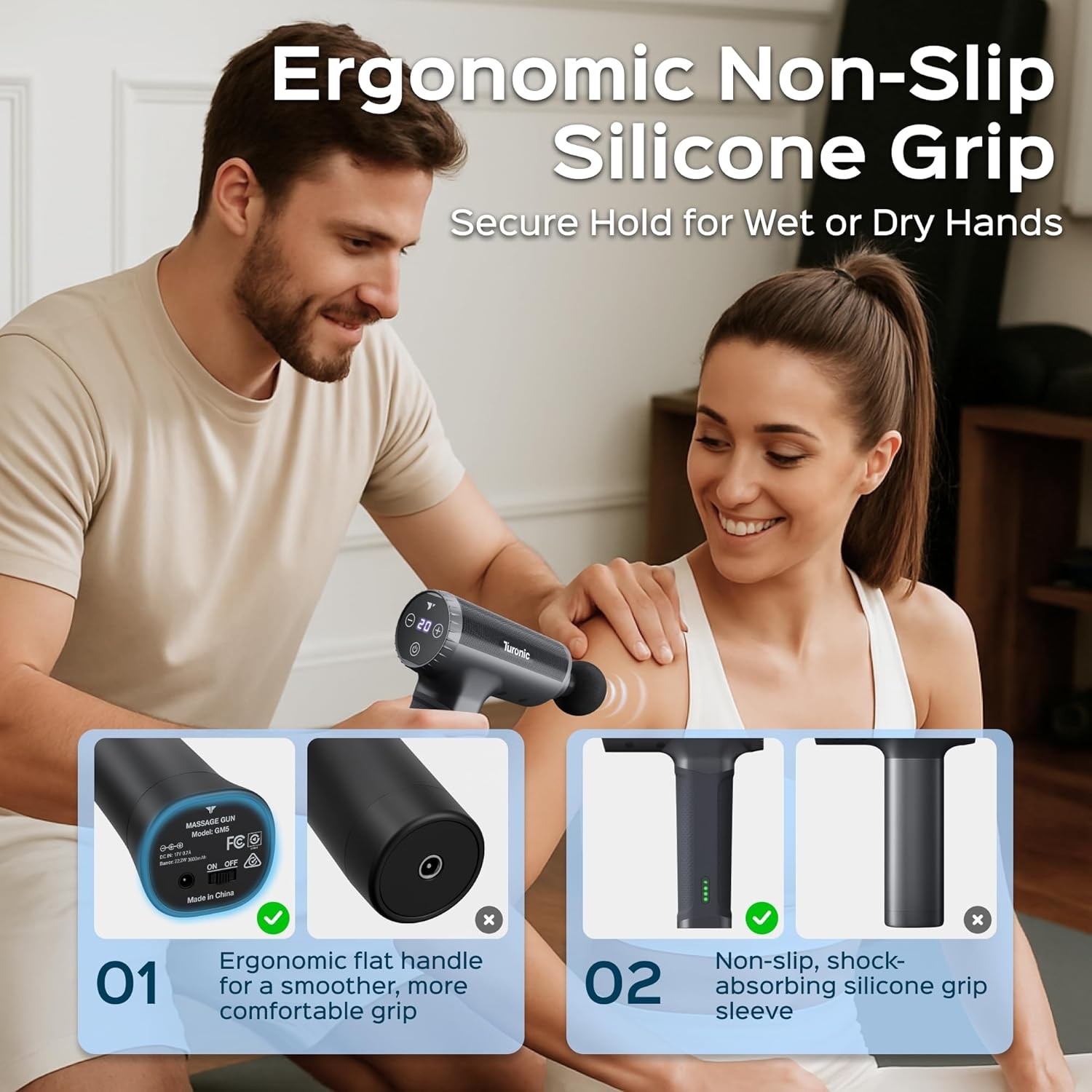 Turonic Professional Handheld Massage Gun – Deep Tissue Percussion Massager