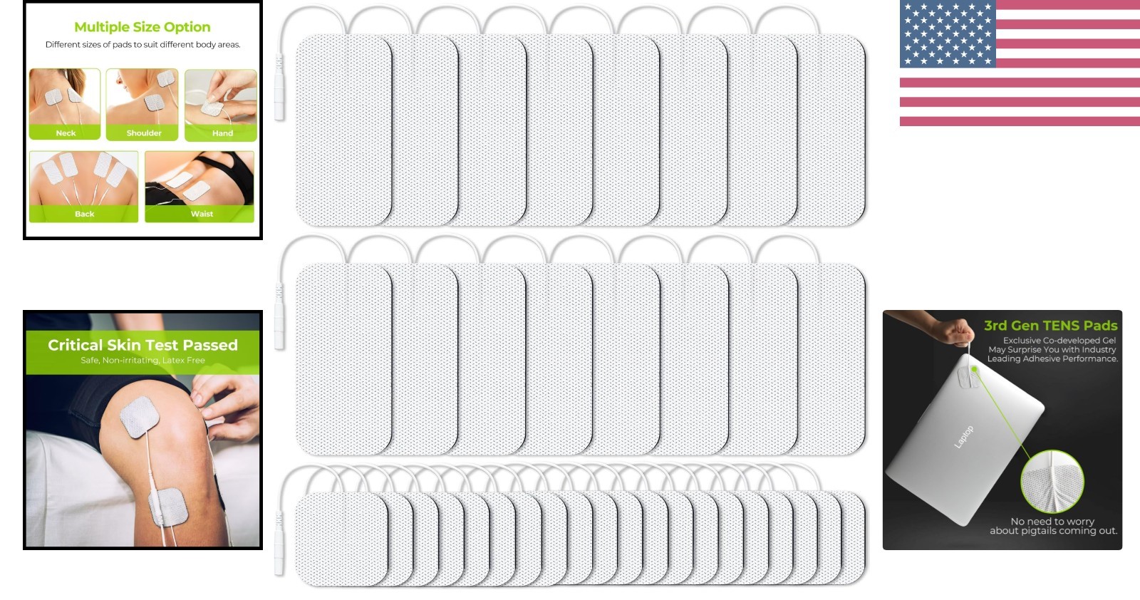 Universal Compatibility TENS Electrode Pads – 36-Pack, 2 Sizes for Every Need
