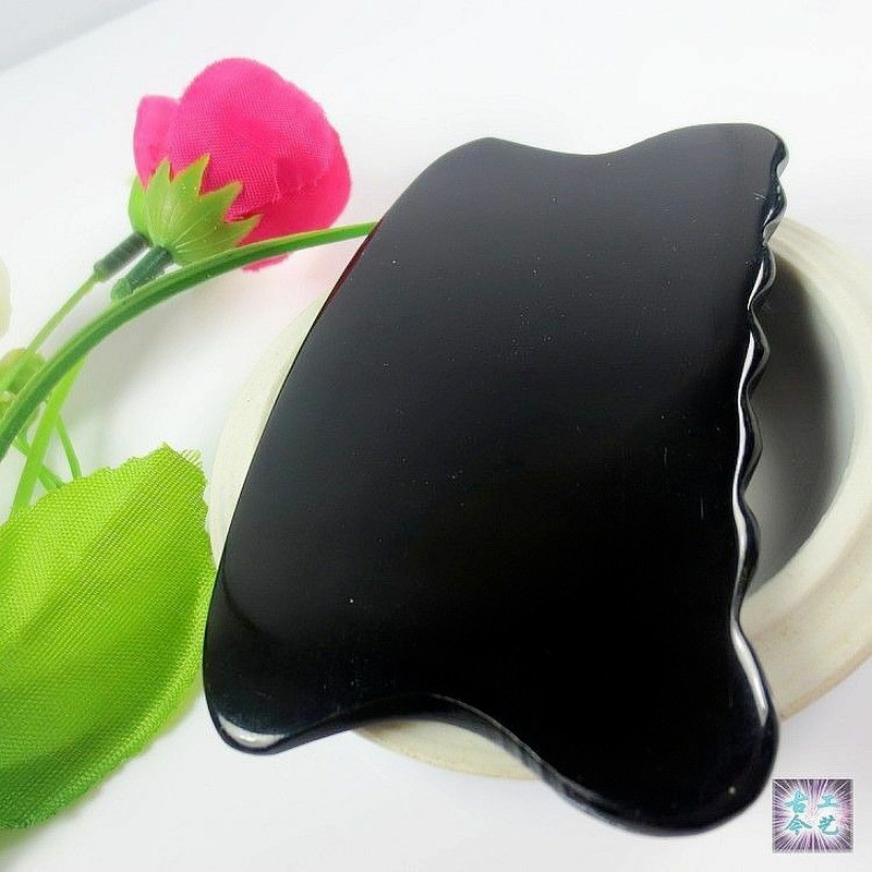 Black Buffalo Horn Natural Gua Sha Tool Wave Shape Comb Guasha Head Massage Tool