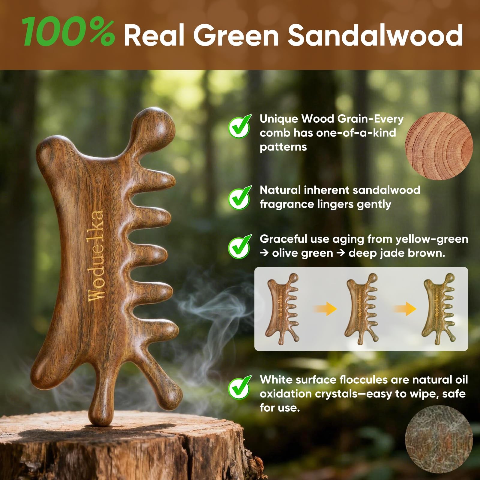 Wooden Gua Sha Facial Tool – Natural Sandalwood Guasha Tool for Head Neck Bod…