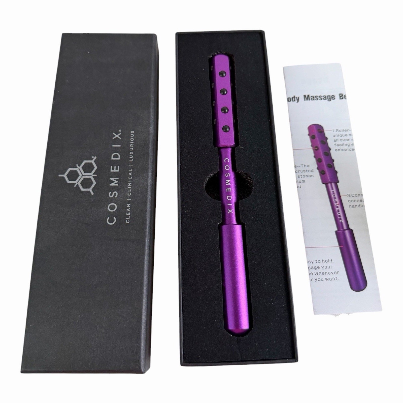 Cosmedix Luxury Facial Face Body Massager Beauty Roller Uplift Purple New
