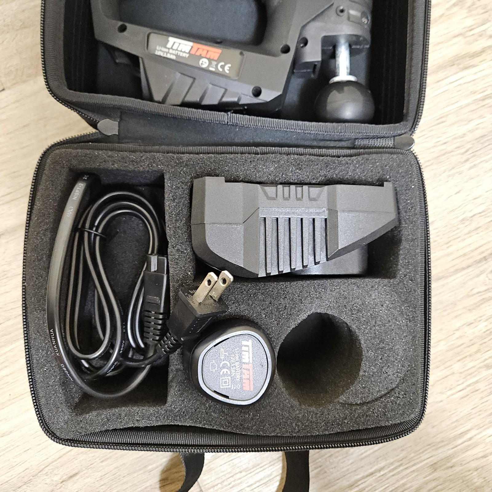 Tim Tam Black Power Massager Deep Tissue Cordless With Charger & Caring Case