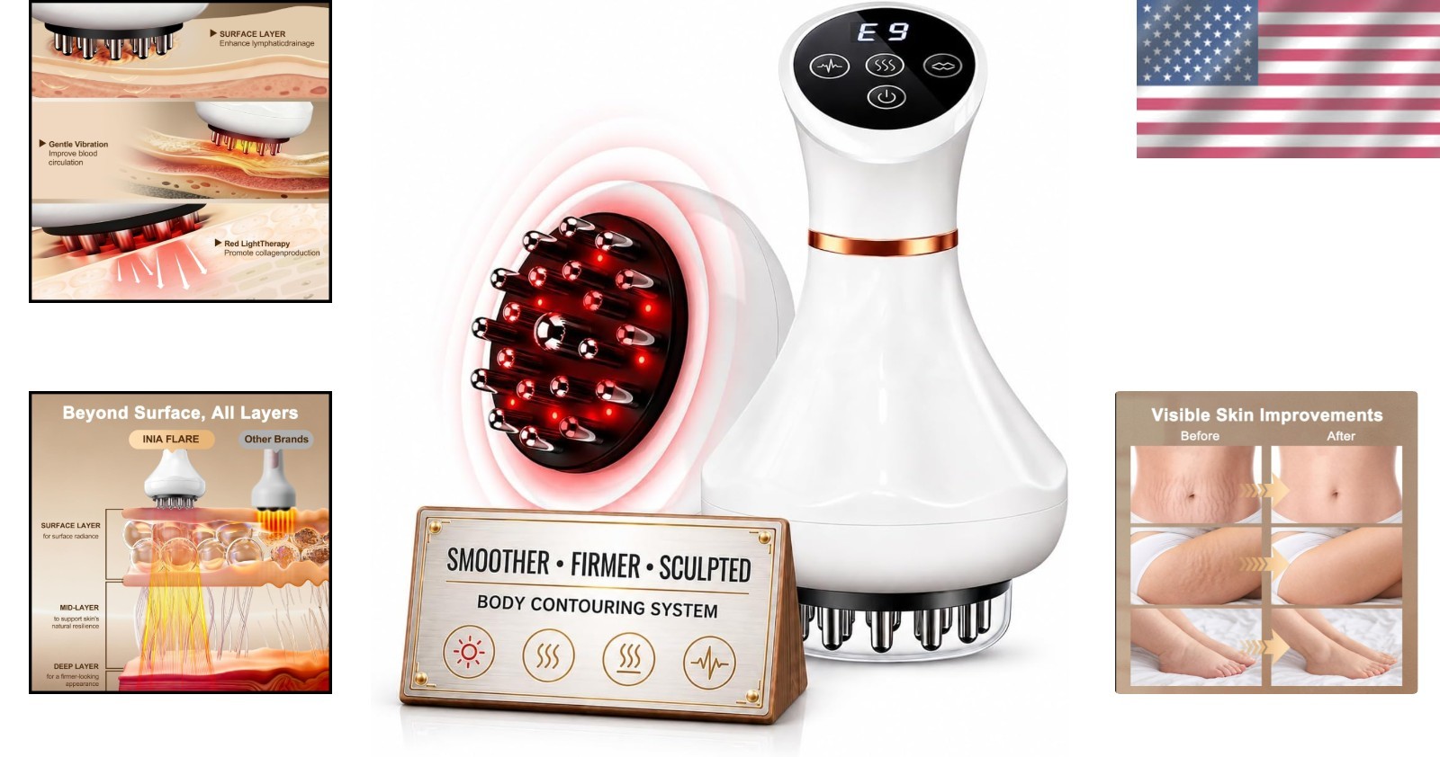 5-in-1 Lymphatic Drainage Massager: Reduce Cellulite with Microcurrent & Heat