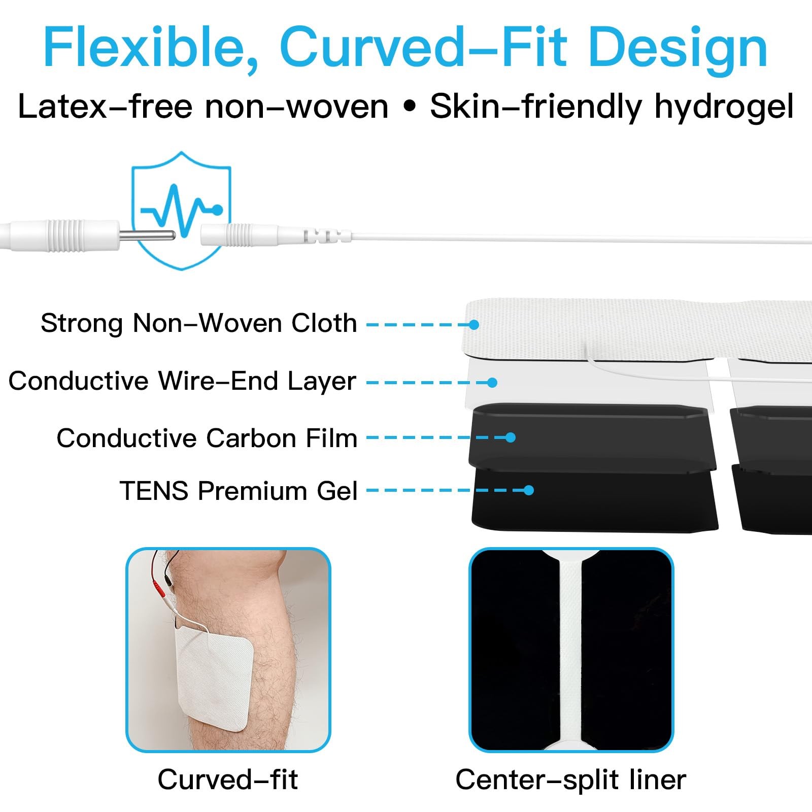 Large TENS Pads for LowerBack Pain Relief, Compatible with TENS 7000 and Othe…