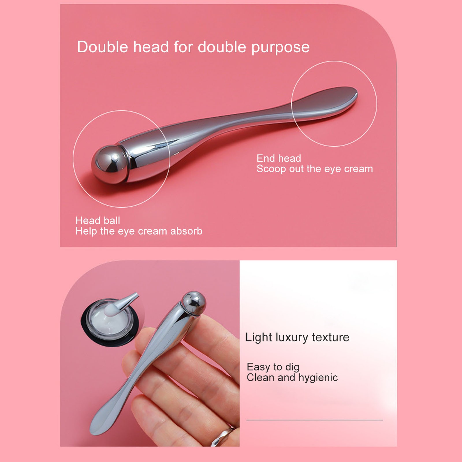 ­Eye Cream Massage Stick Silver Magnetic Double Head Eye Cream Applicator For