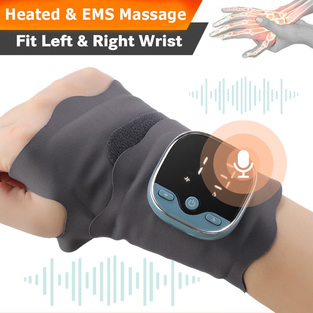 Electric Wrist Massager Carpal Tunnel Arthritis Pain Relief Heating EMS Therapy