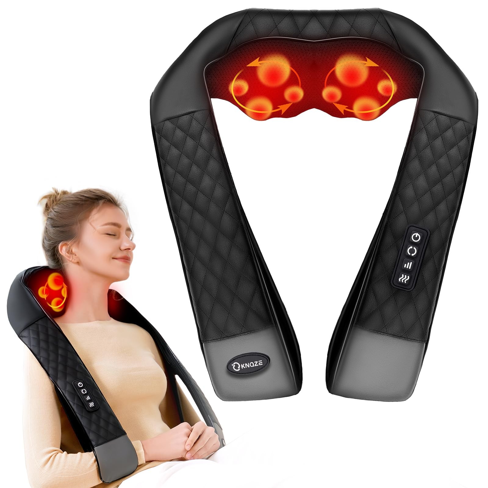 Shiatsu Neck and Back Massager with Heat, Neck and Shoulder Massager, 4D Deep Ti