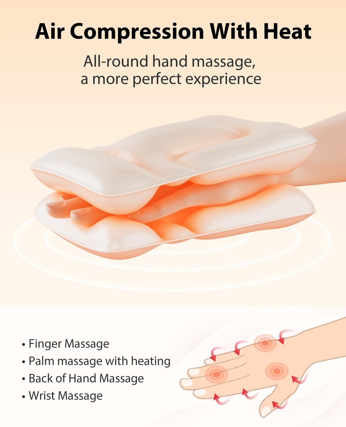 Cordless Hand Massager with Heat & Compression for Pain Relief – Black & Yellow