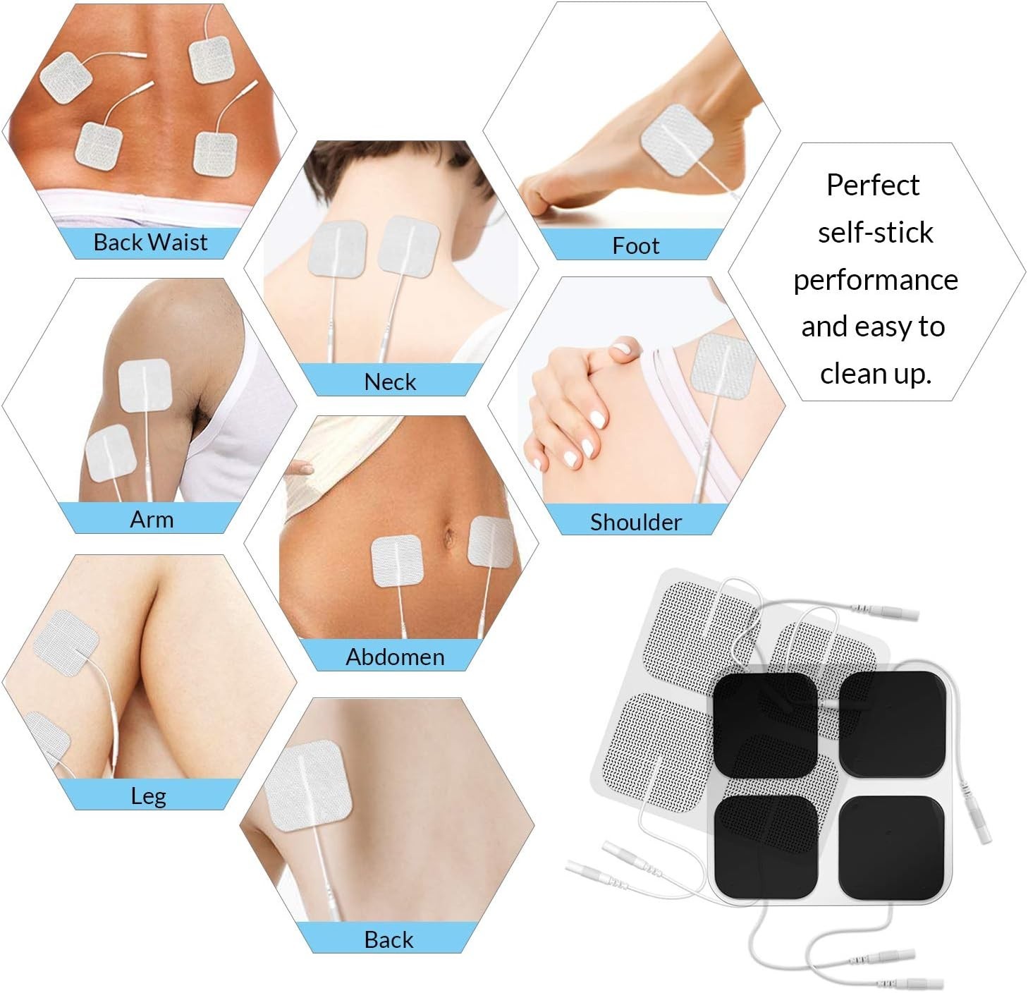 TENS Unit Replacement Pads 48 Pcs 5cm x 5cm Electrode Patches for Electrotherapy