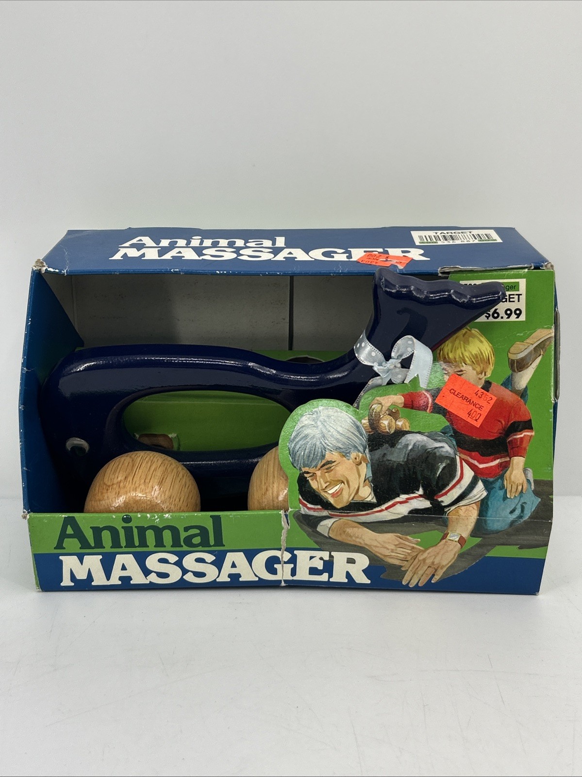 Vintage Target Wooden Blue Whale Animal Massager 1980’s