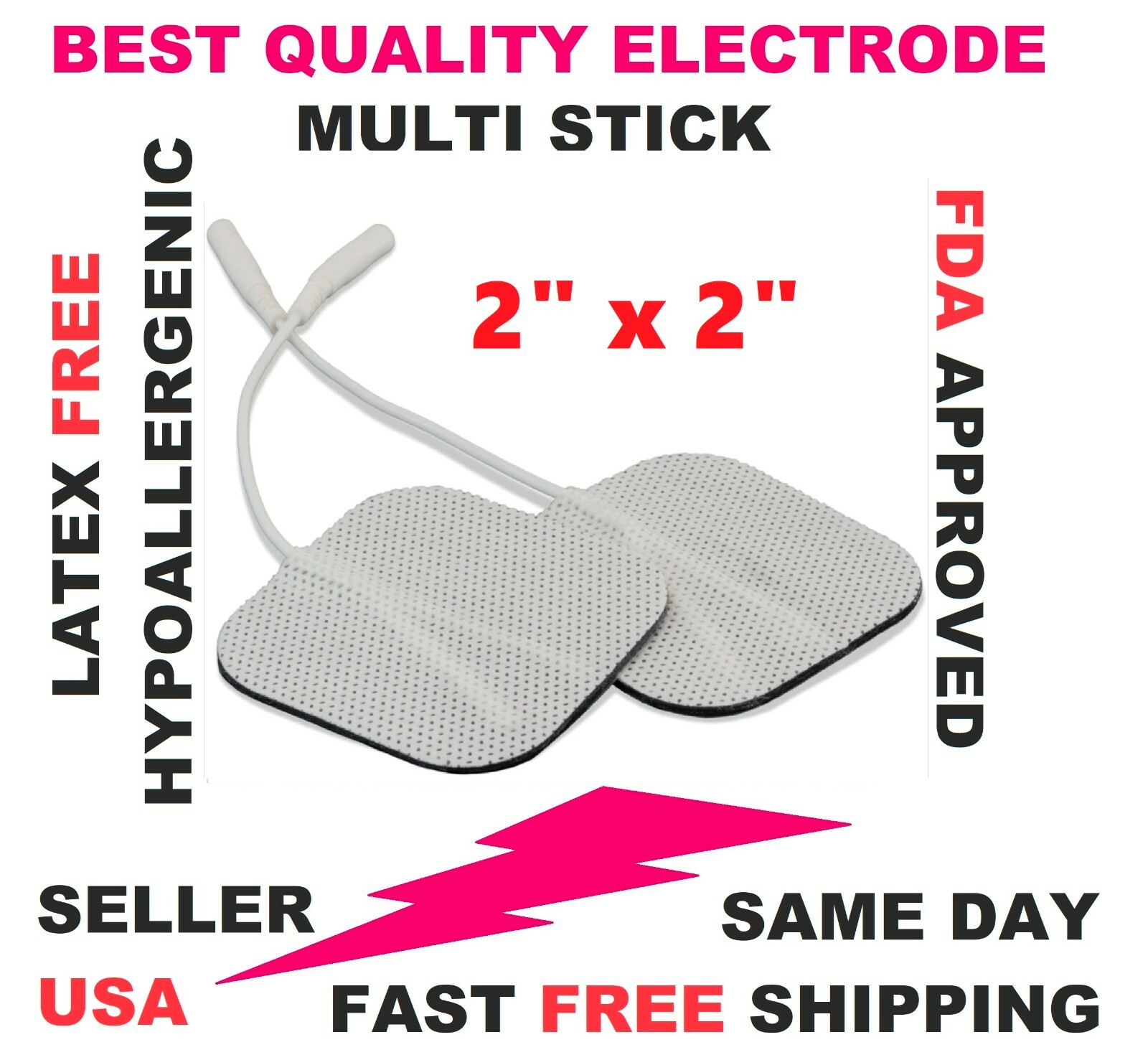 12 Multi Stick 2″ x 2″ Cloth ELECTRODE for Dynatronics Dynatron Solaris E-Stims