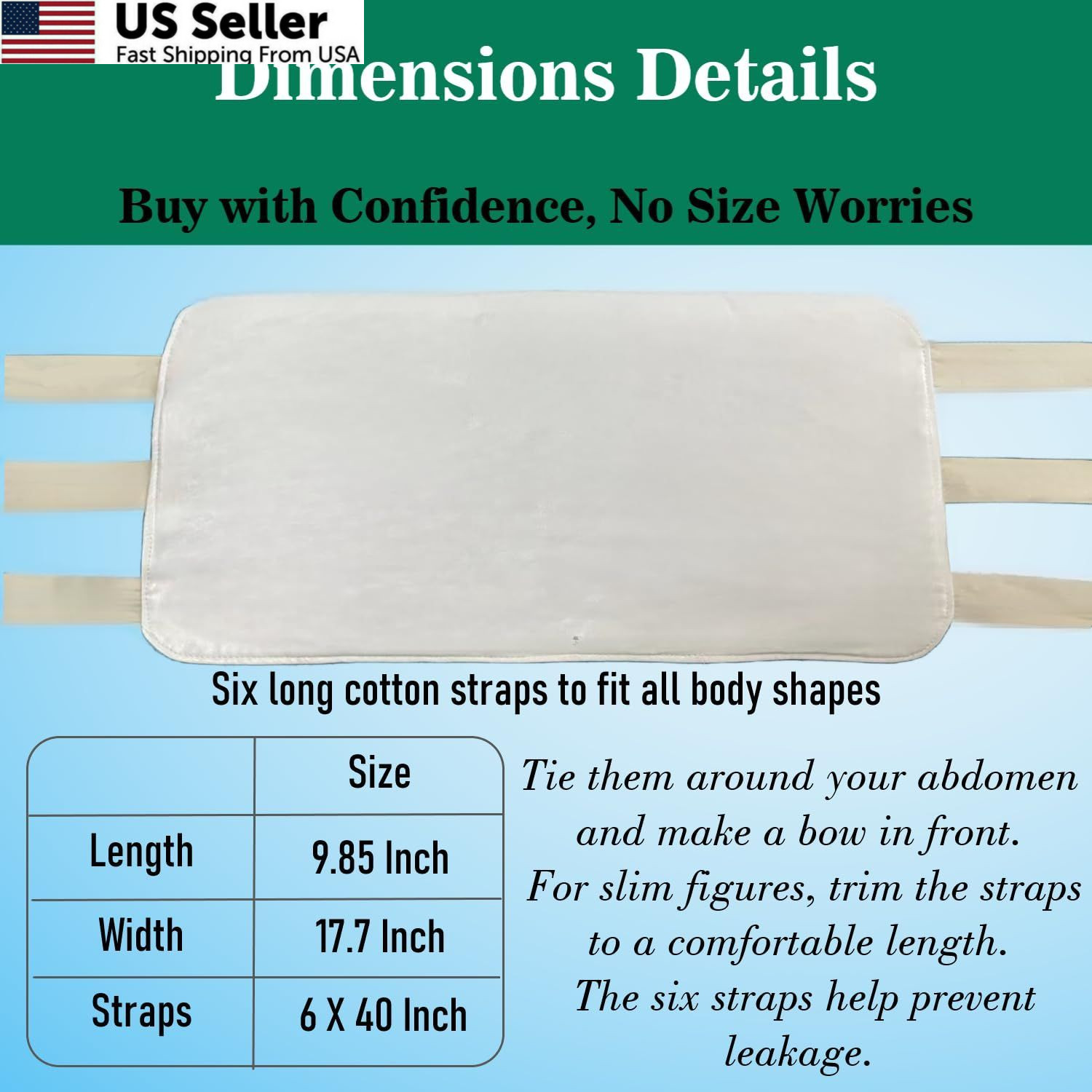 Organic Castor Oil Pack Wrap Reusable Cotton Liver Detox Stomach Kit 6-Strap Set