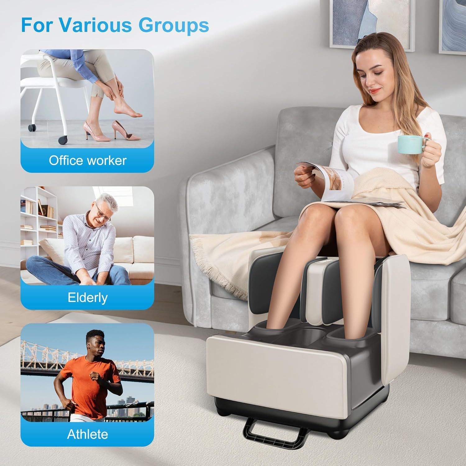 2-In-1 Shiatsu Foot Massager&Foot Rest,Fsa HSA Eligible Foot and Calf Massager w