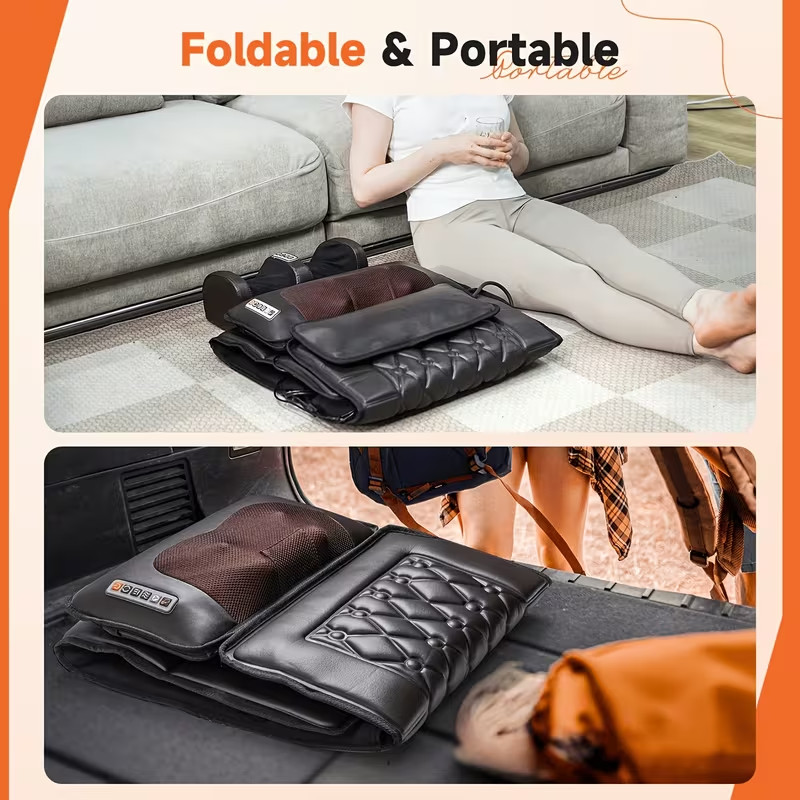 Full Body Massage Cushion Pad Heat 10 Vibration Nodes Neck Back Pain Relief Seat