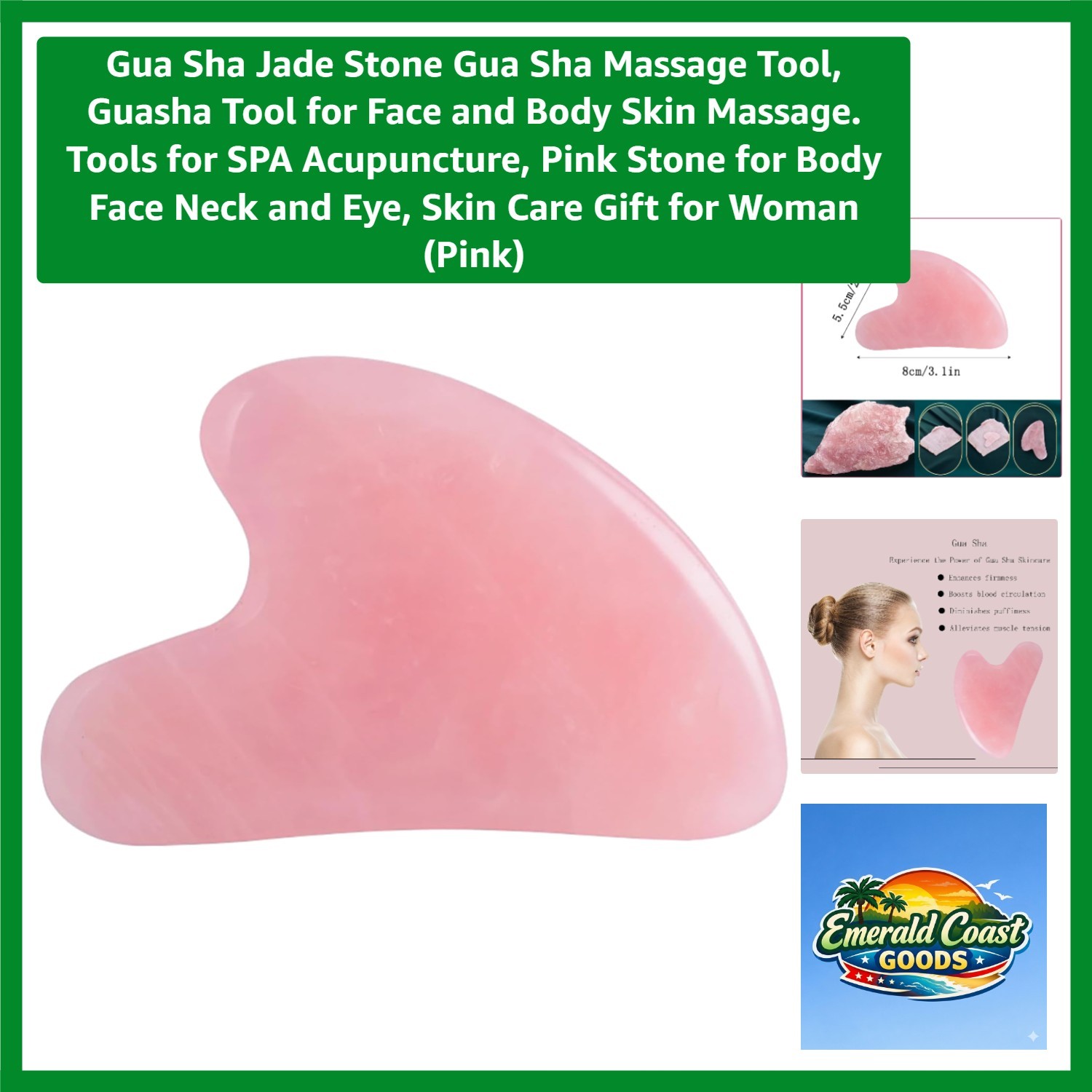 Gua Sha Jade Stone Gua Sha Massage Tool, Guasha Tool for Face and Body Skin M…