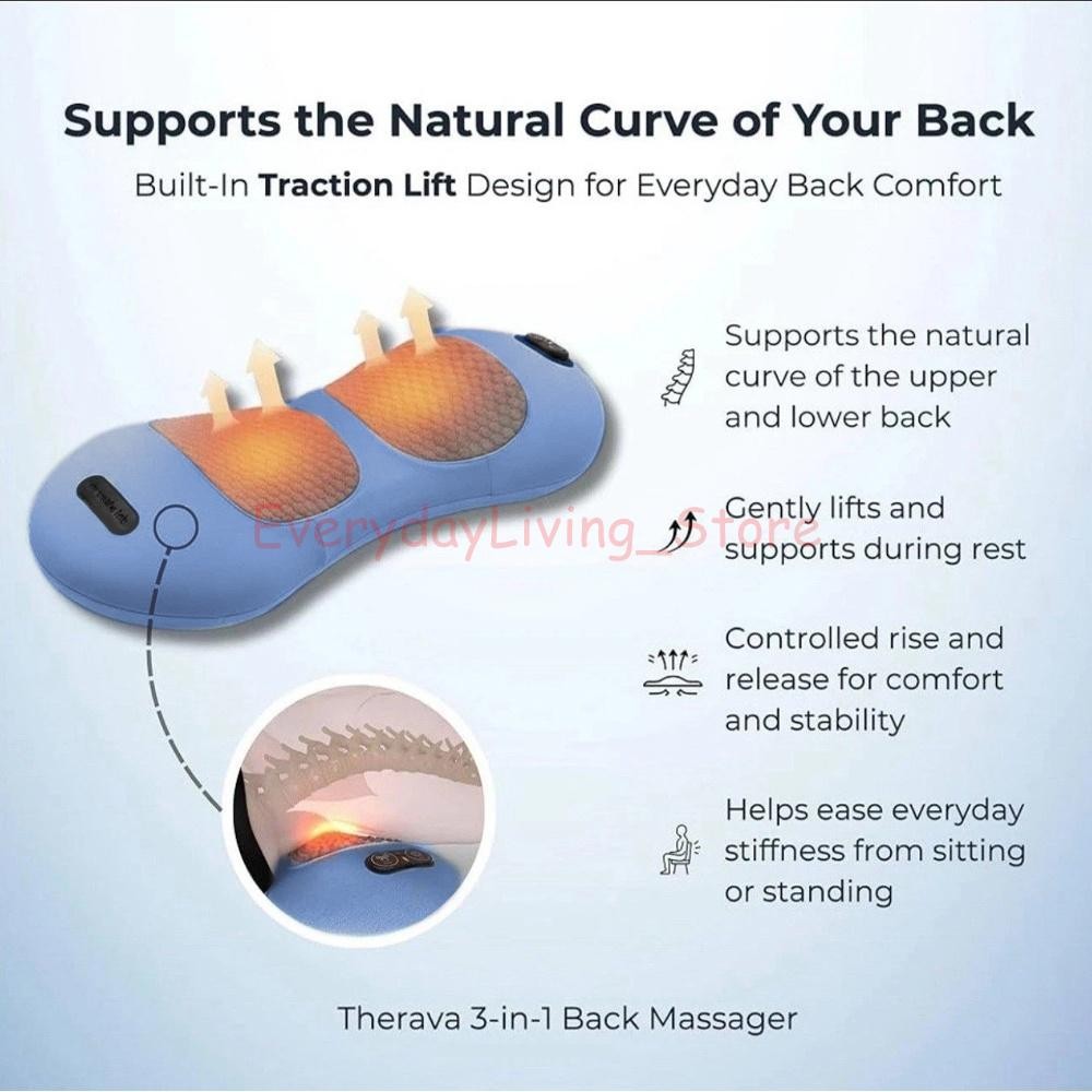 3-In-1 Electric Lumbar Support Pillow Smooth Spine Triple Fusion Back Massager