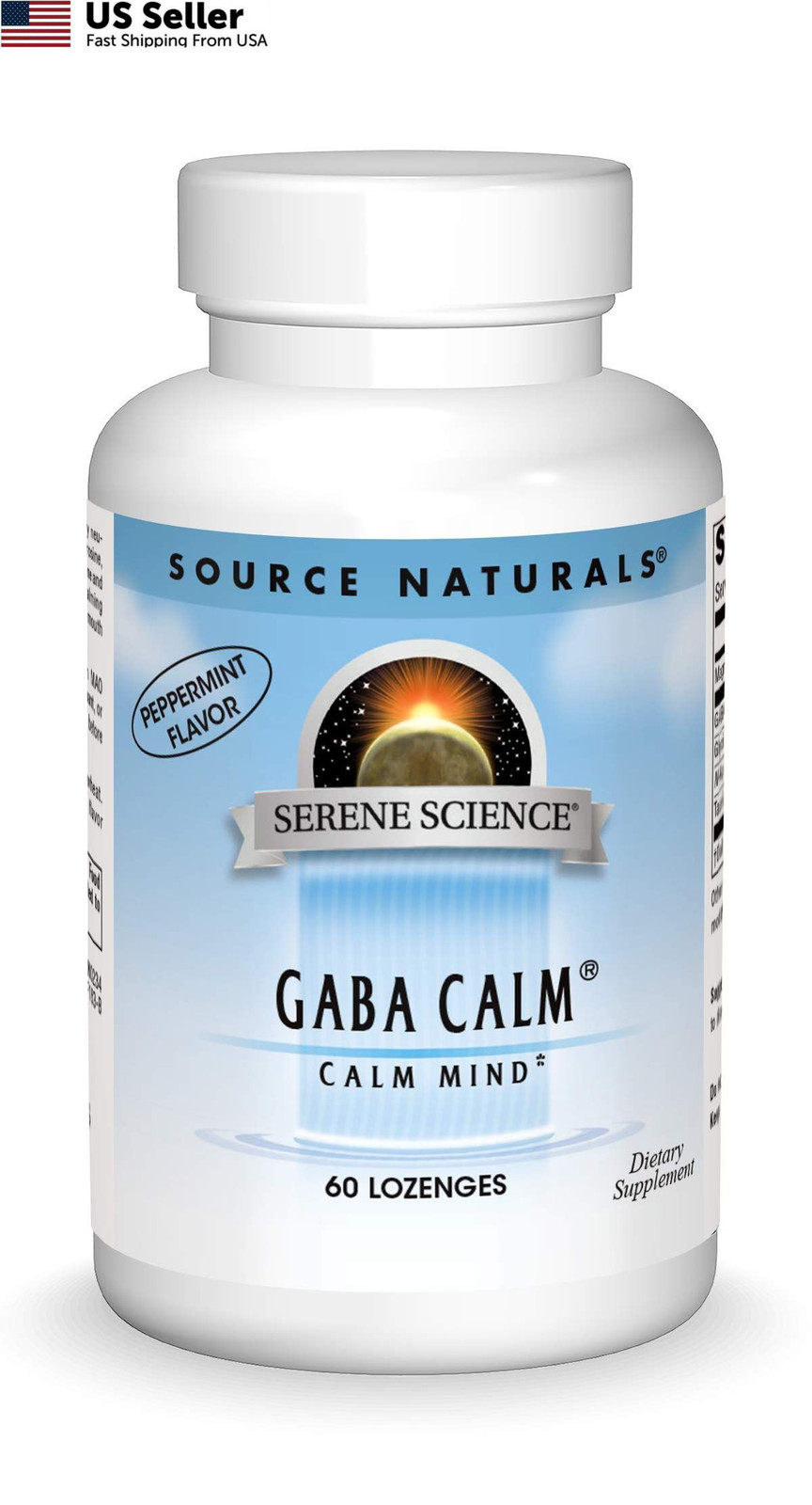Source Naturals GABA Calm 60 Lozenges Quick Dissolve Peppermint Relax FROM USA
