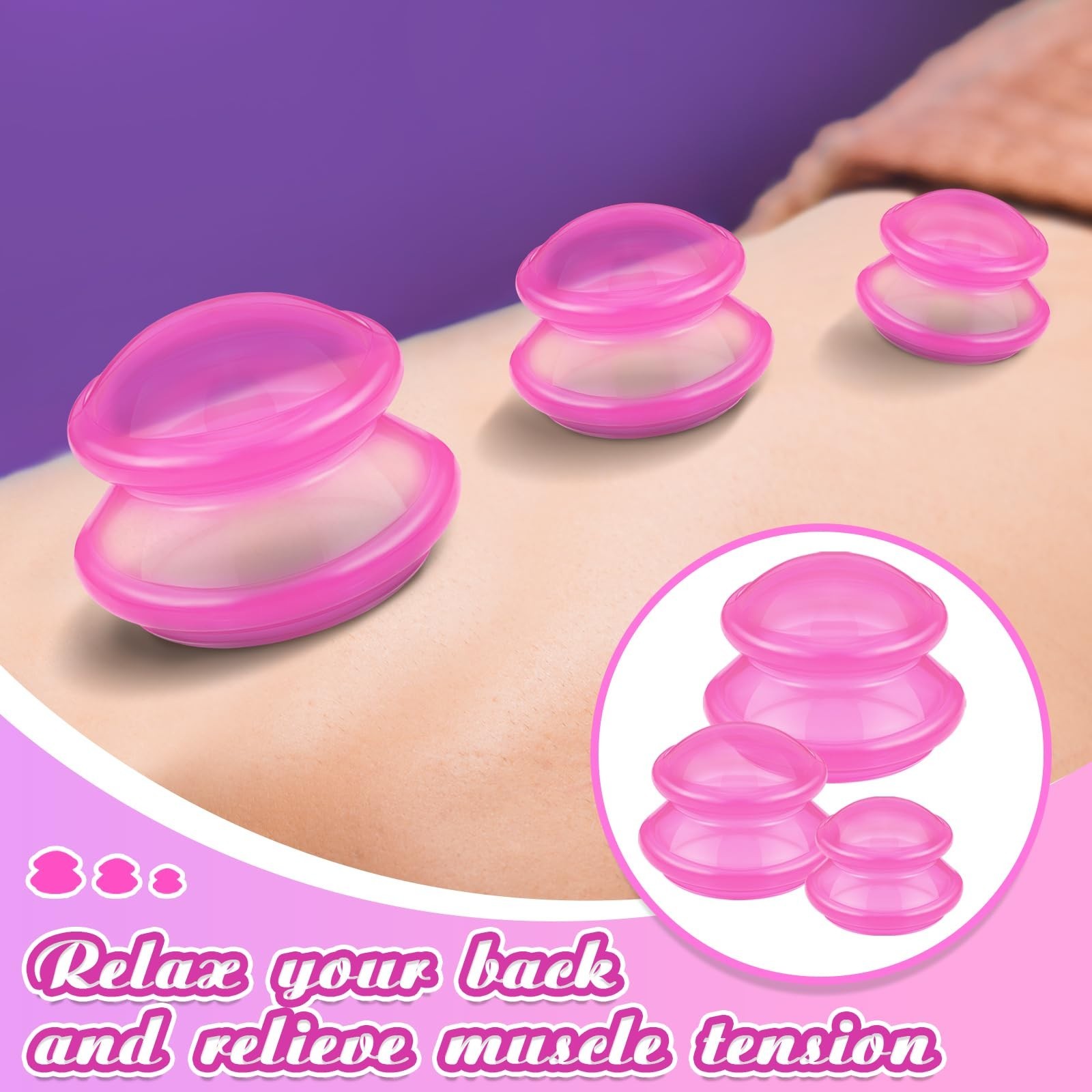 6 Pcs Silicone Cupping Therapy Set – 3 Sizes for Massage, Cellulite & Pain Relie