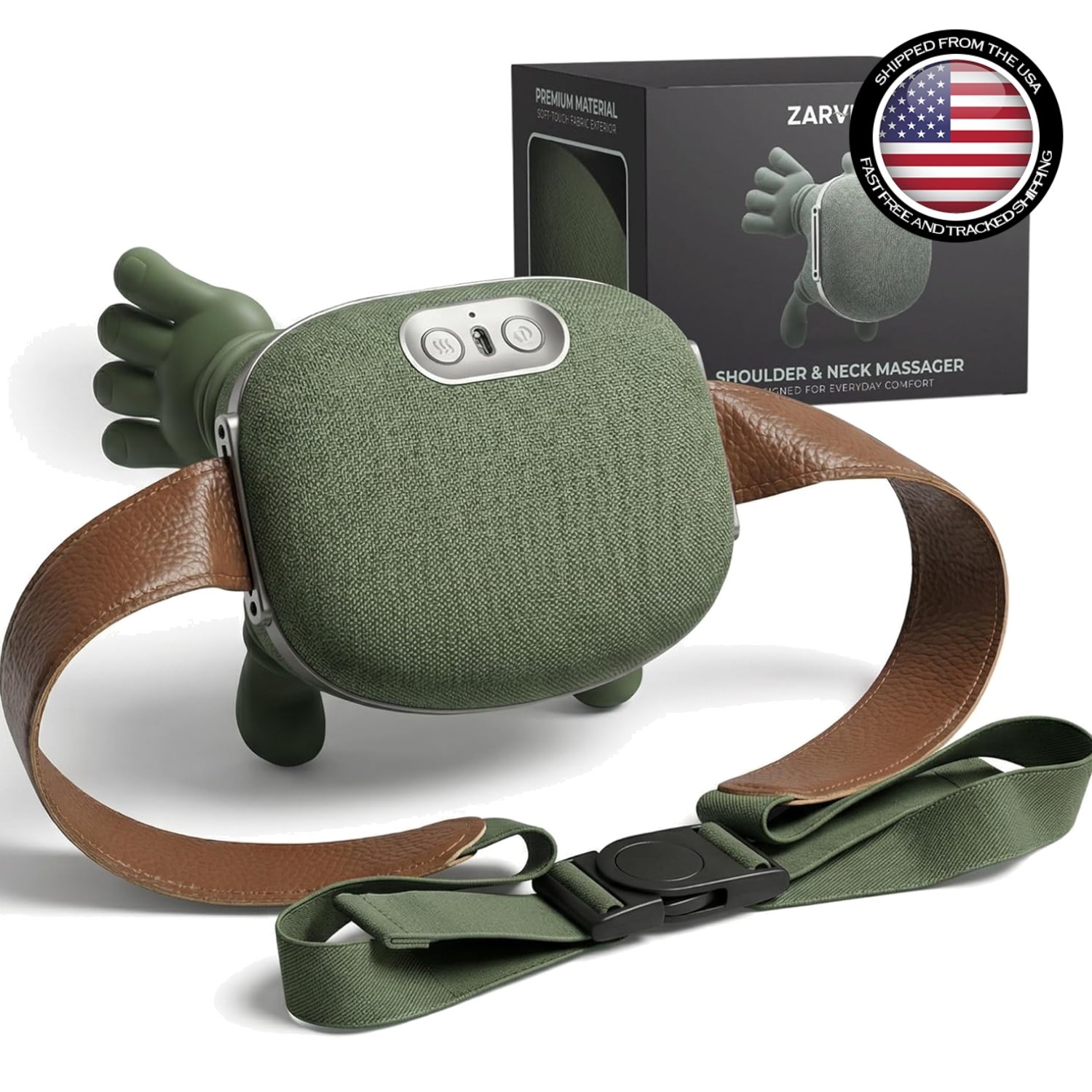 Rechargeable Neck and Shoulder Massager with Adjustable Strap & Heat Function