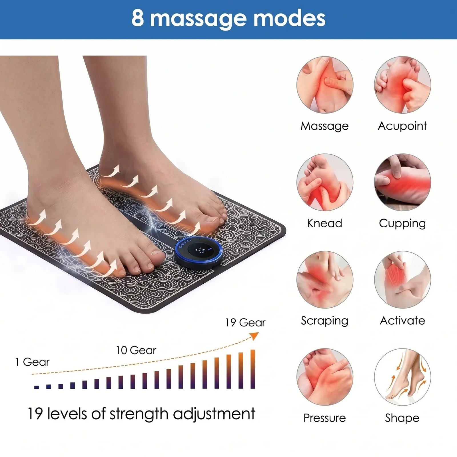 EMS Foot Massager Mat Electric Muscle Stimulation Feet Circulation Massage Pad