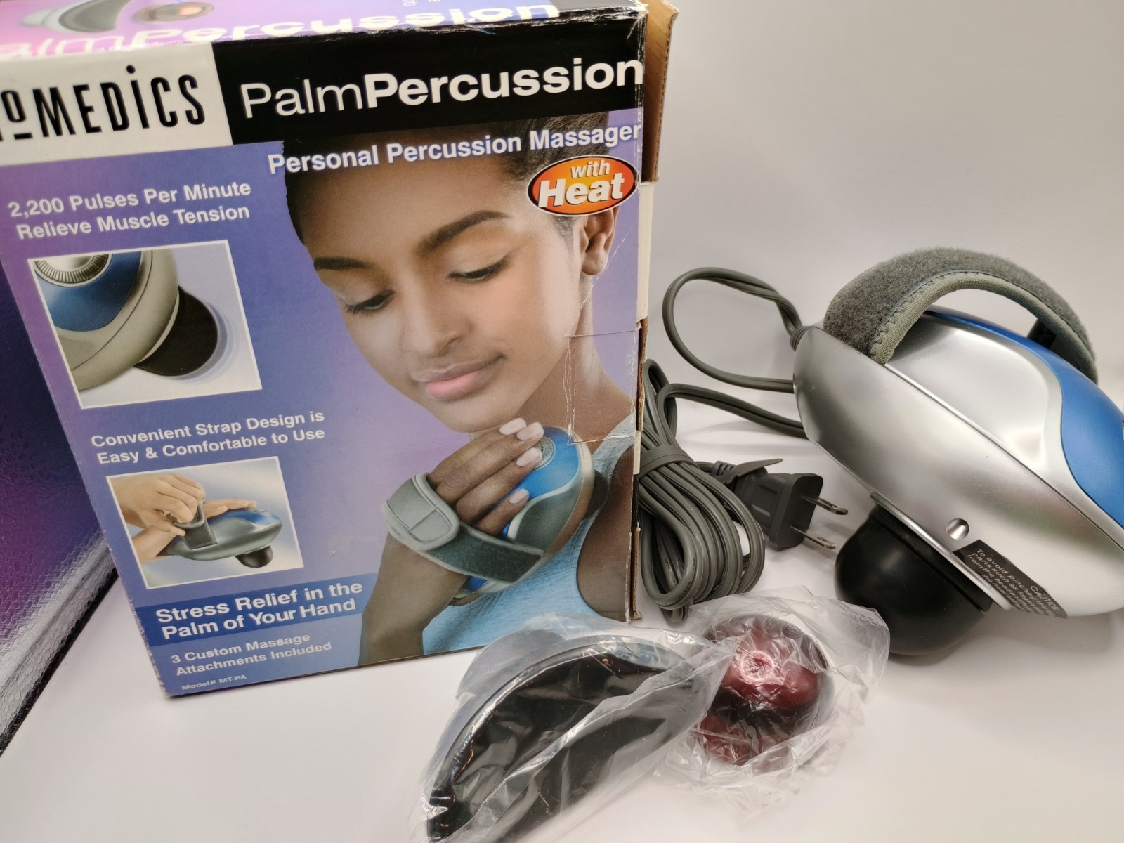 HoMedics Palm Percussion Personal Body Heat Massager 3 Head Attachments Open Box