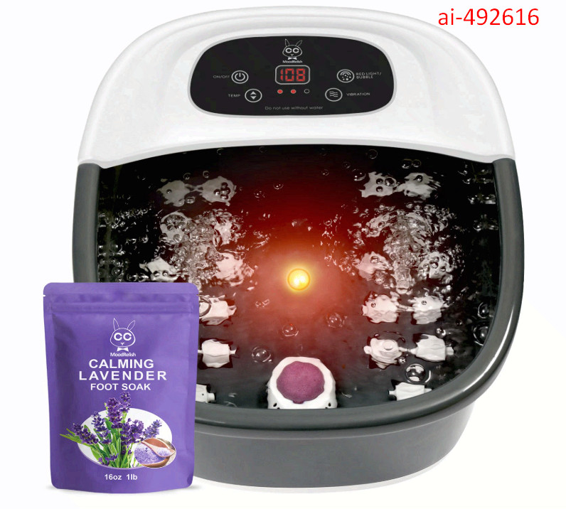 Foot Spa Bath Massager with Heat Bubbles and Vibration Massage and Jets, 16 OZ