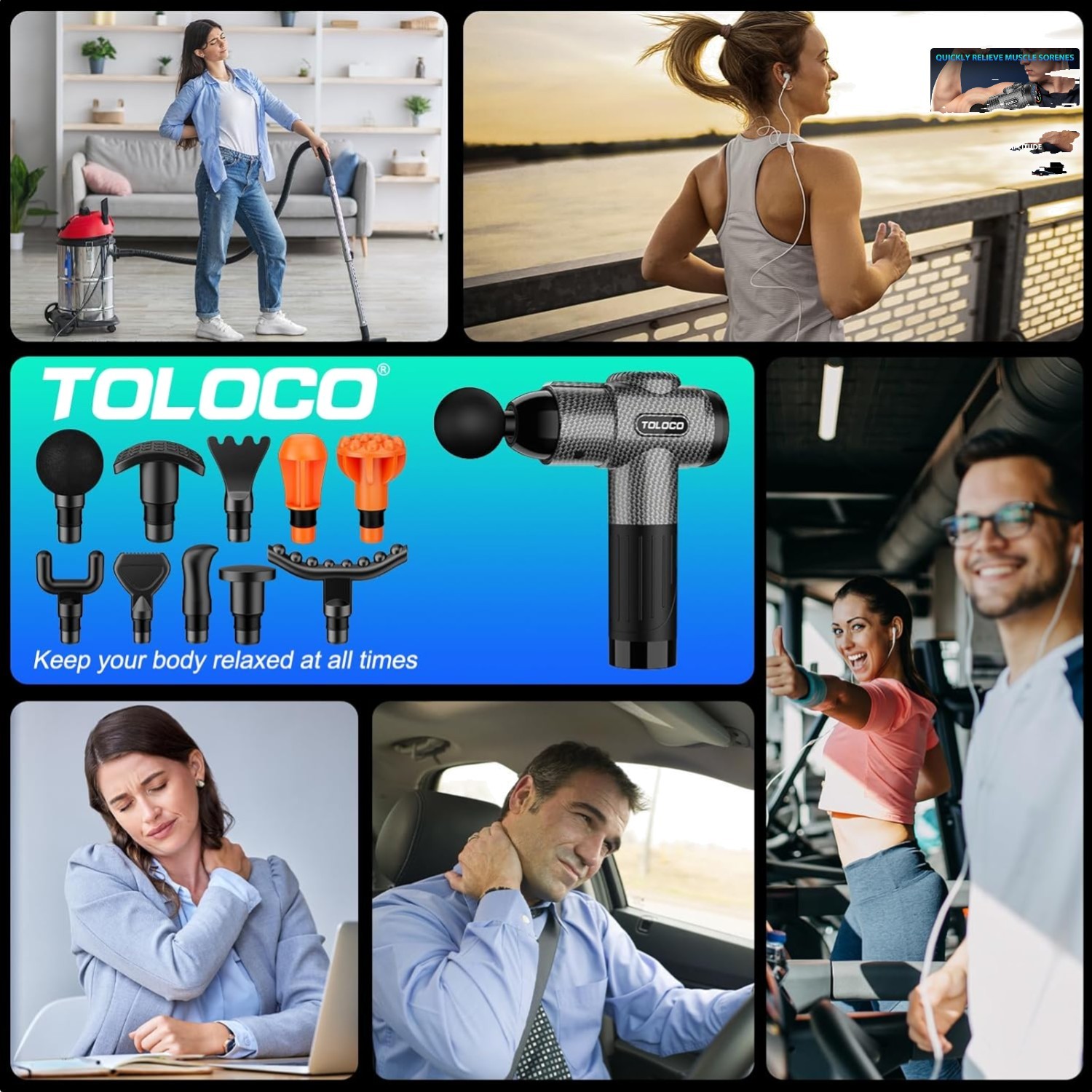 Cordless Massage Gun with 10 Heads & Quiet Motor – Perfect for Athletes
