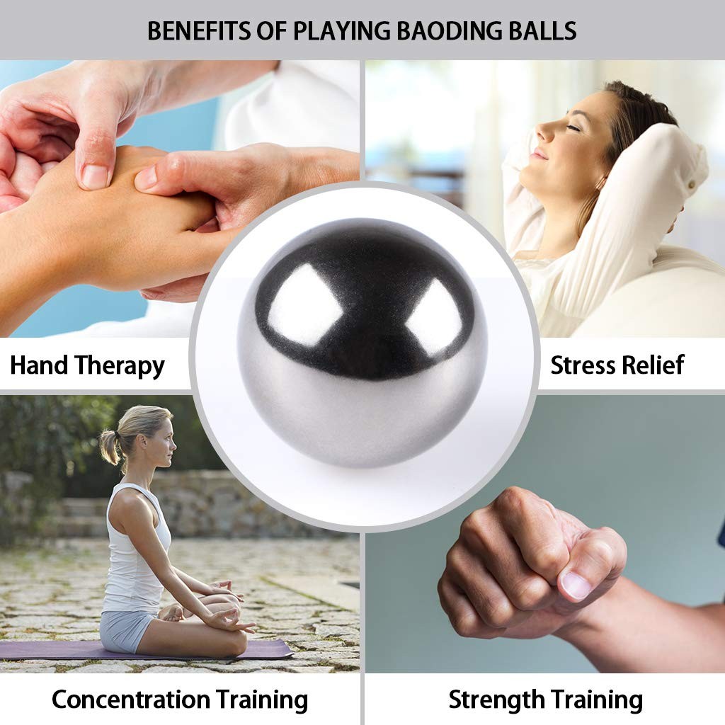 MDLUU Stainless Steel Baoding Balls, 1.57 Inches Non – Chime Hand Massage Balls