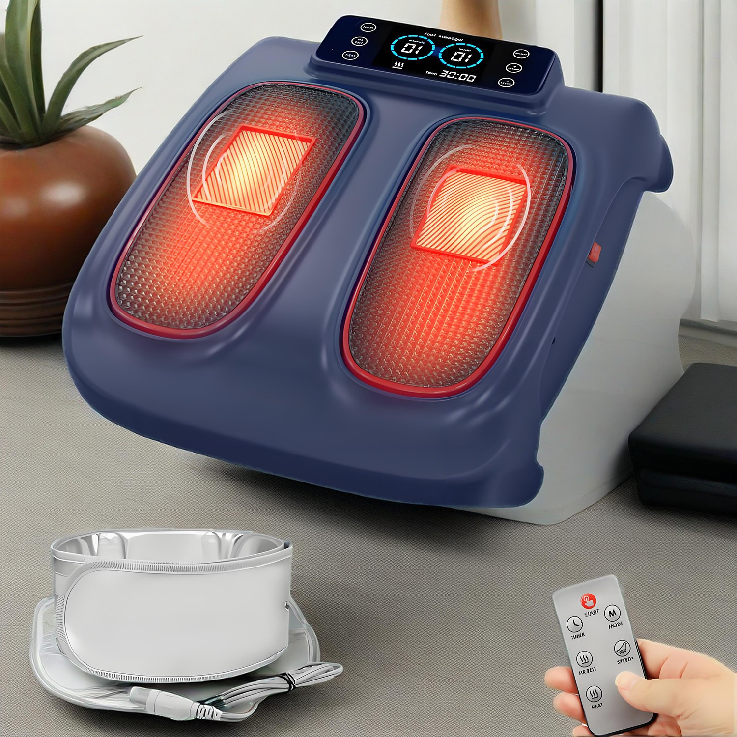 Electric Foot Massager with Heat Waist Belt for Neuropathy & Improve Circulation