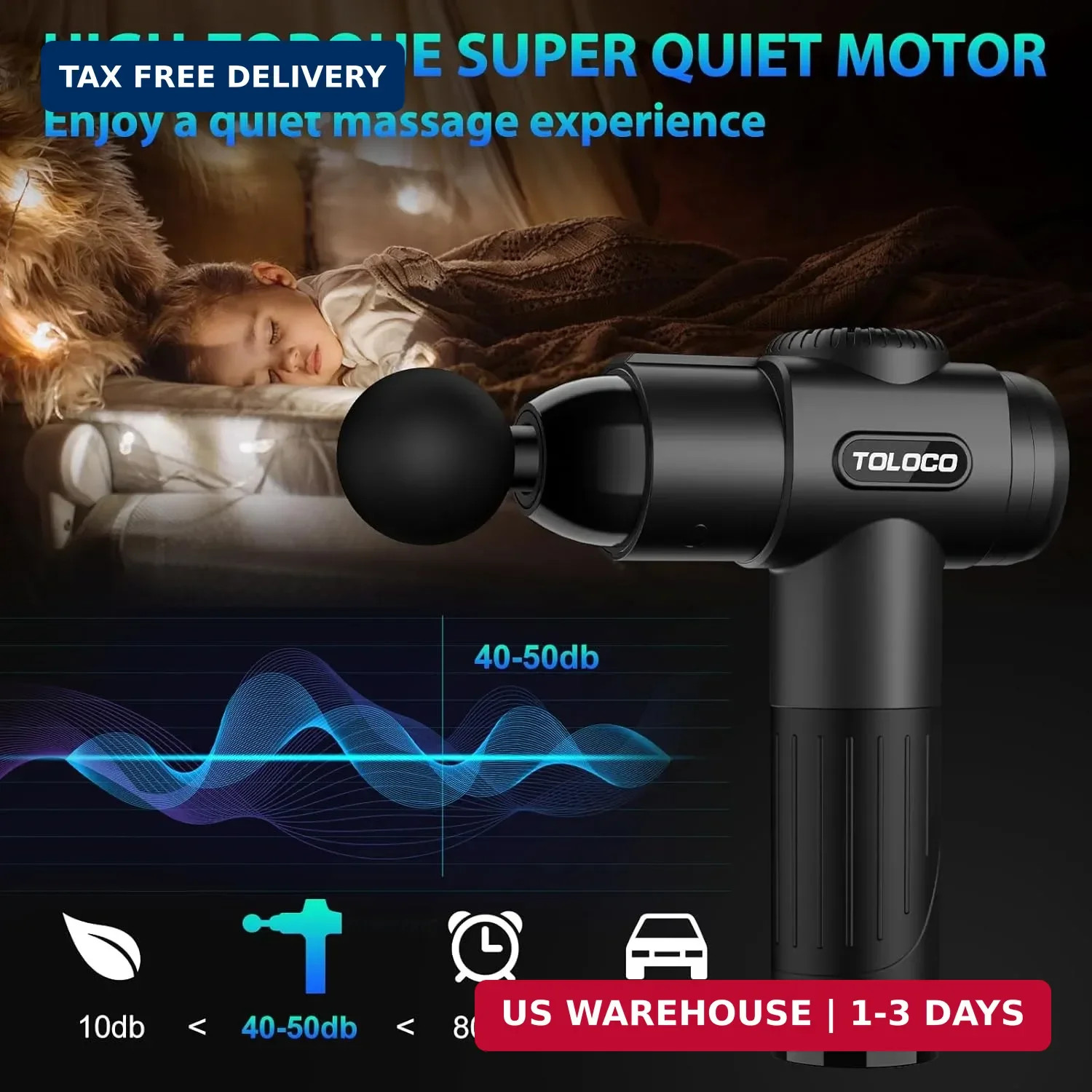 TOLOCO Massage Gun, Deep Tissue Back Massage for Athletes for Pain Relief, Percu