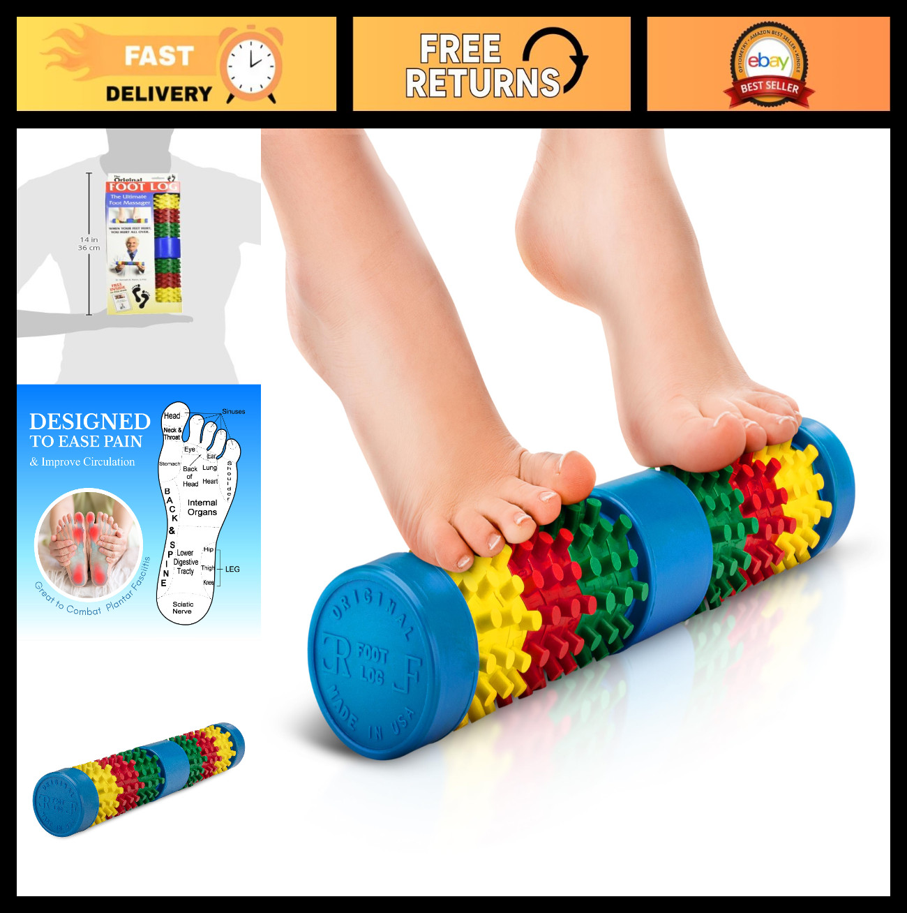 Foot Roller Massager for Plantar Fasciitis & Neuropathy Pain Relief – Reflexolog