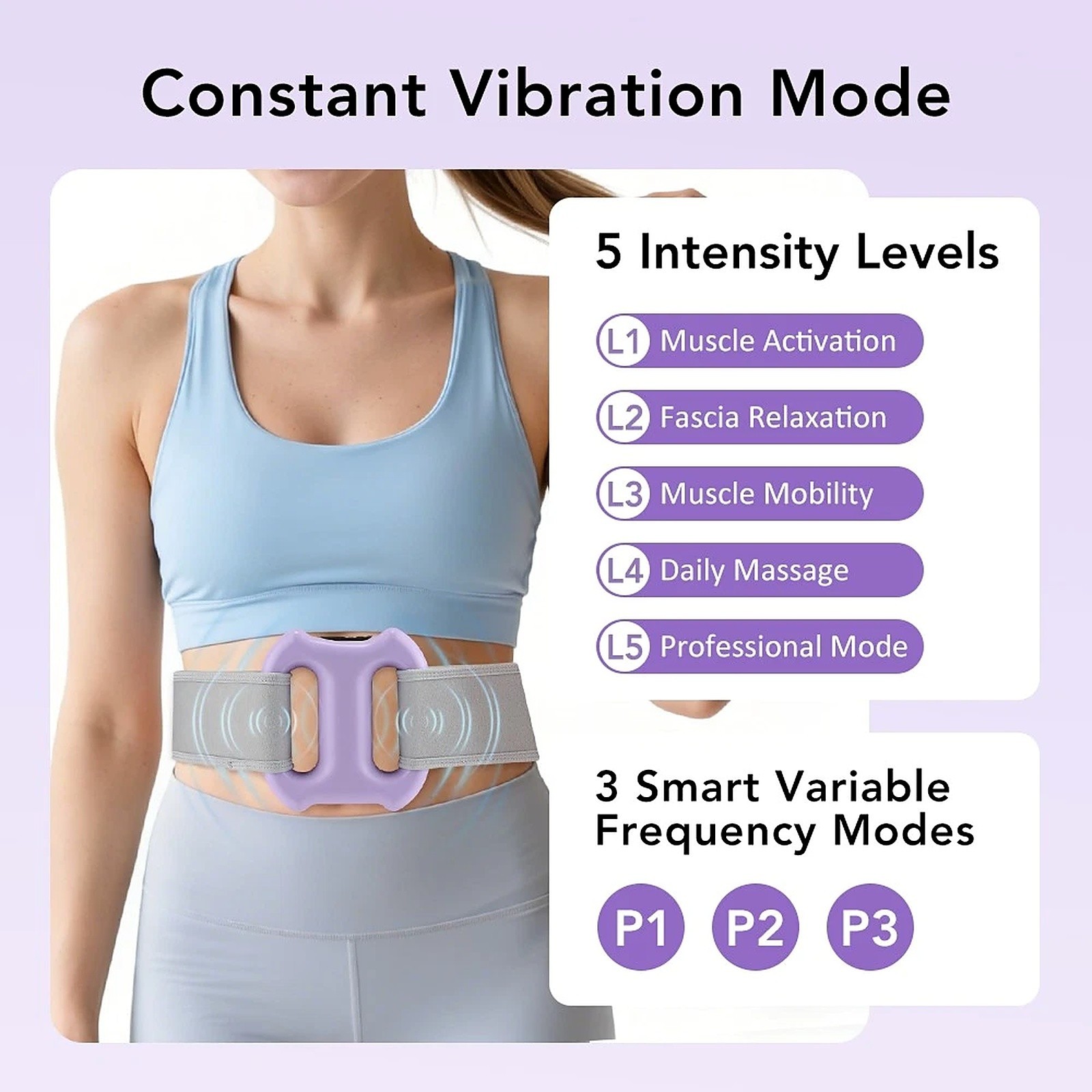 Fascia Ring Massager Full Body Vibration 5-Speed 3-Mode Waist Strap Rechargeable