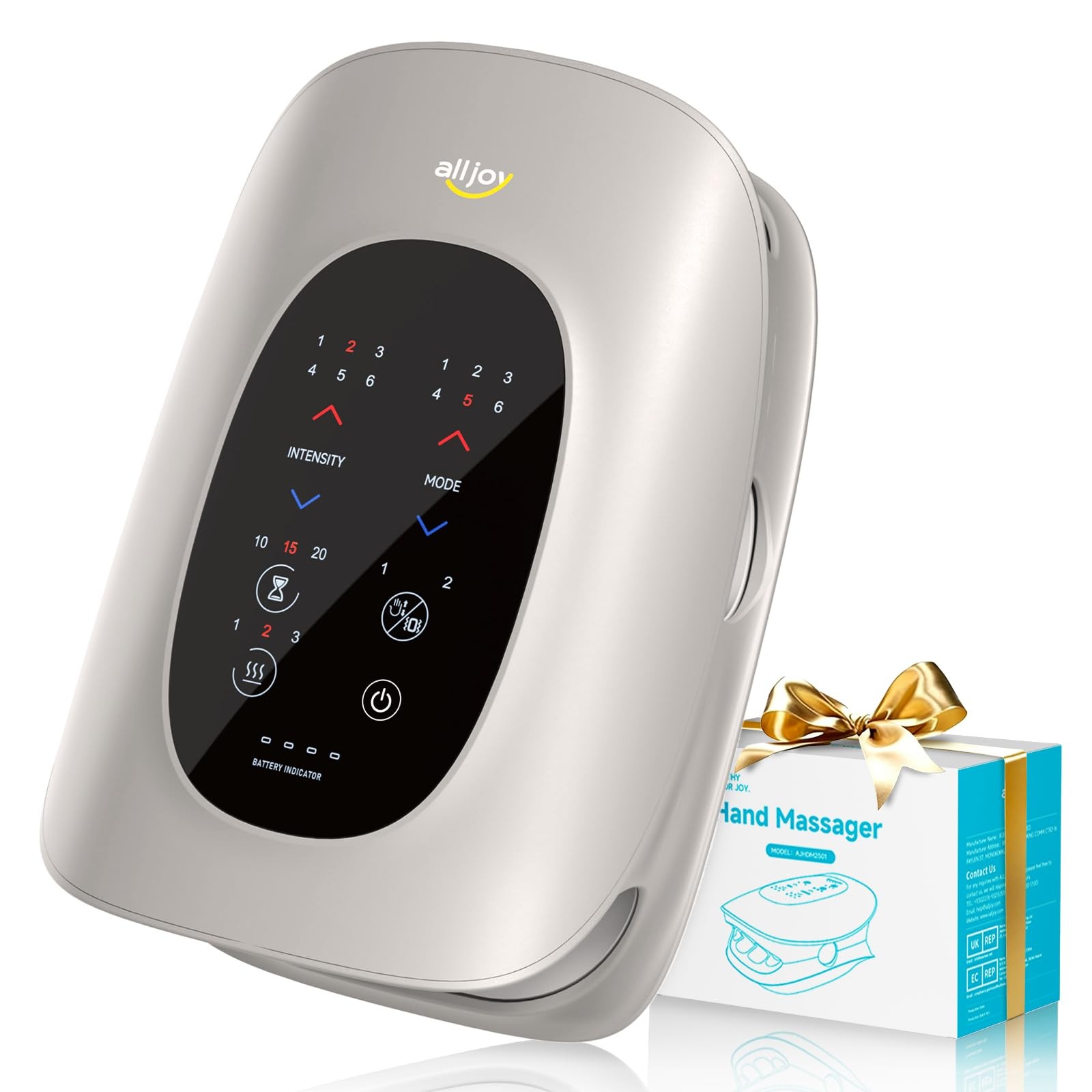 ALLJOY Hand Massager with Heat and Compression, Knuckle Stretching Champagne