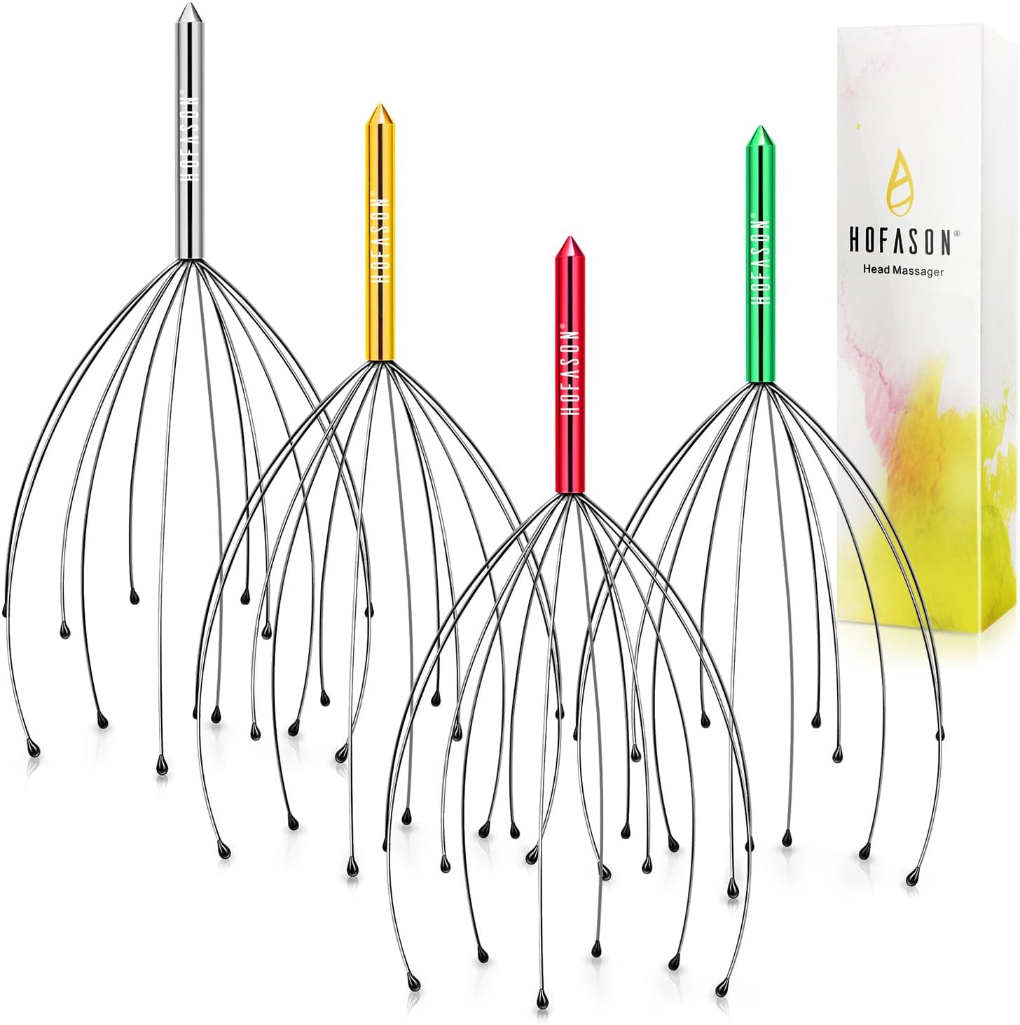 4PCS Head Scratcher Scalp Massager Stress Relax Tool Gift Set Adults Kids