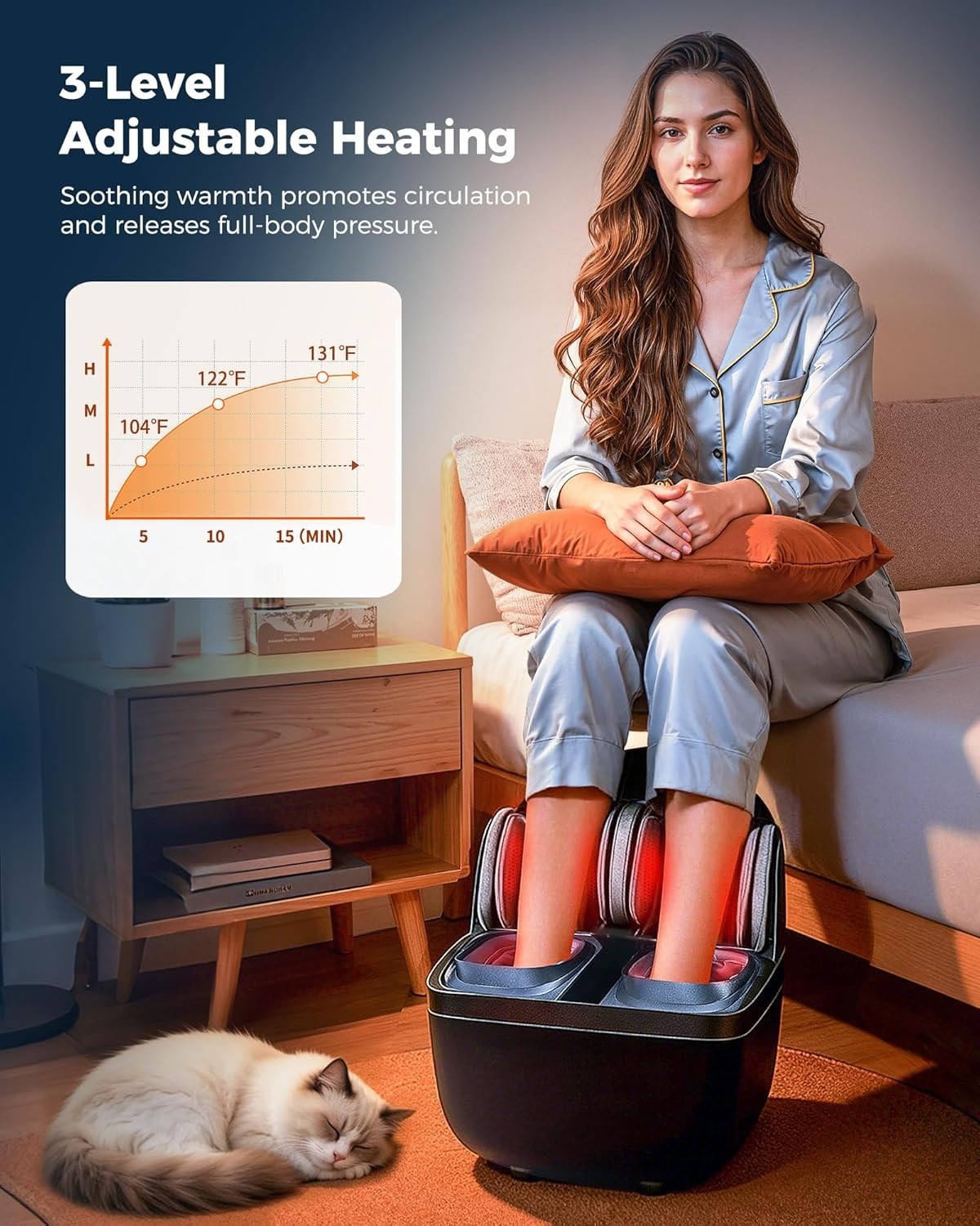 2 in 1 Shiatsu Foot Calf Massager Heat Deep Kneading Neuropathy Pain Relief w/RC