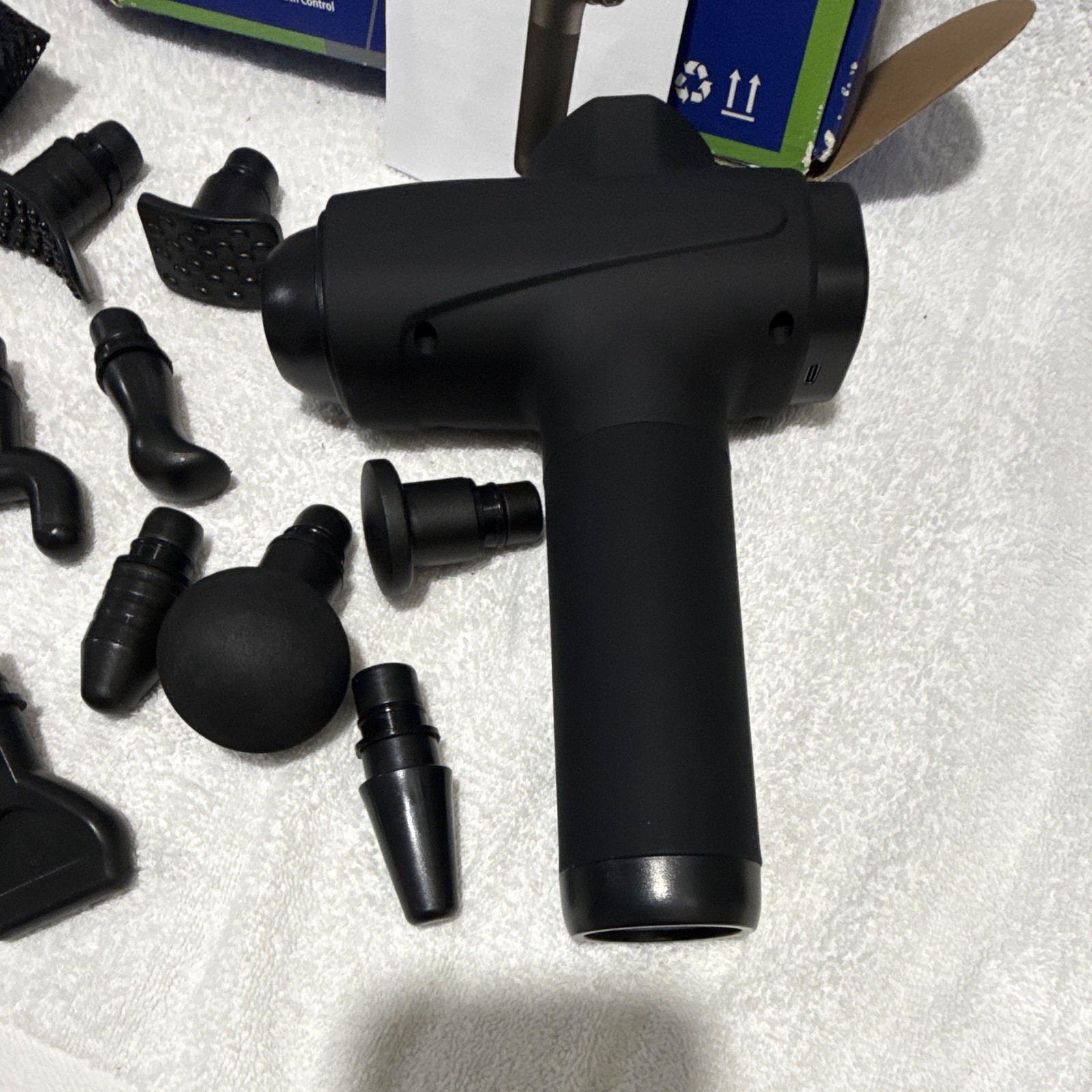 Black Cordless Massage Gun Percussion Pain Relief 8 Heads Rechargeable