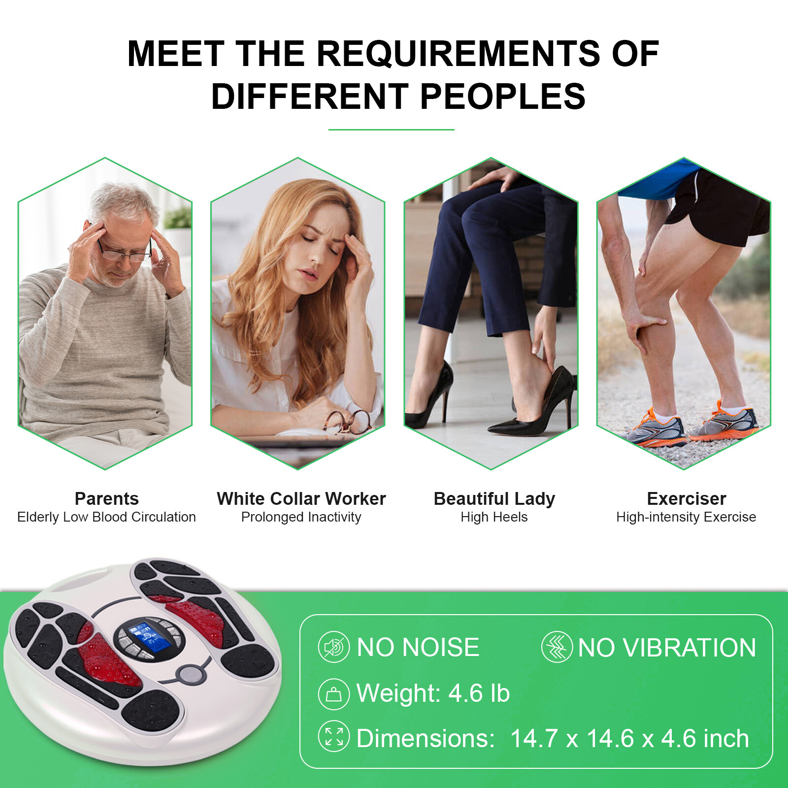 Foot Massager EMS TENS Machine Booster Foot Leg Blood Circulation Pain Relieve