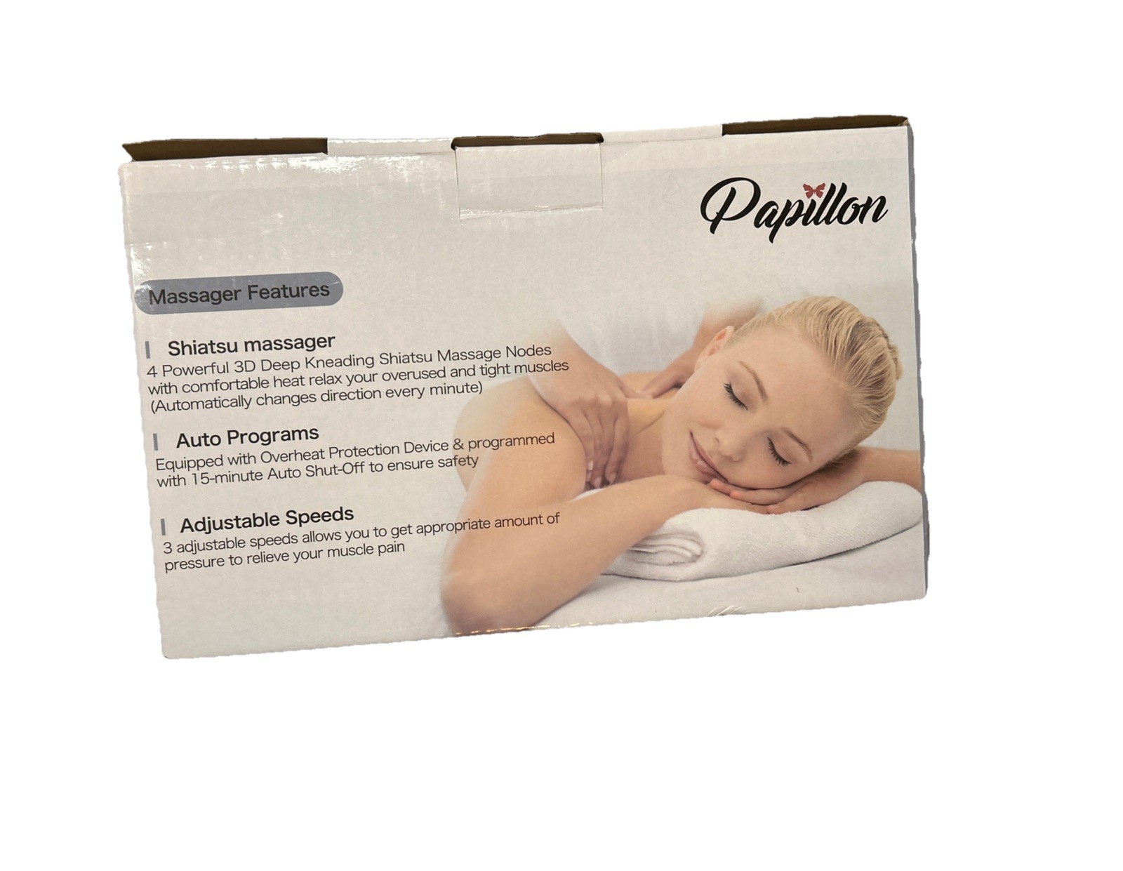 Papillon 3D Shiatsu Massage Pillow with Heat and Vibration