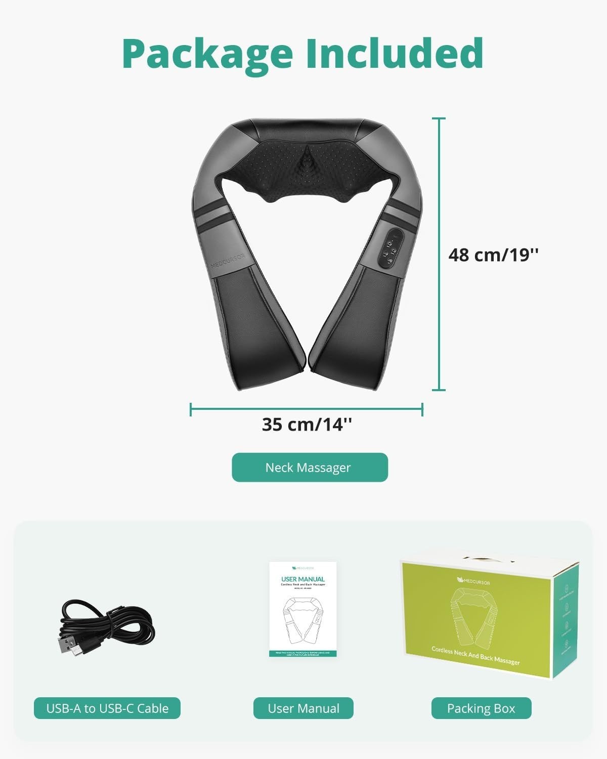 Shiatsu Neck Massager with Auto Shut-Off and USB-C Charging – Safe Relaxation