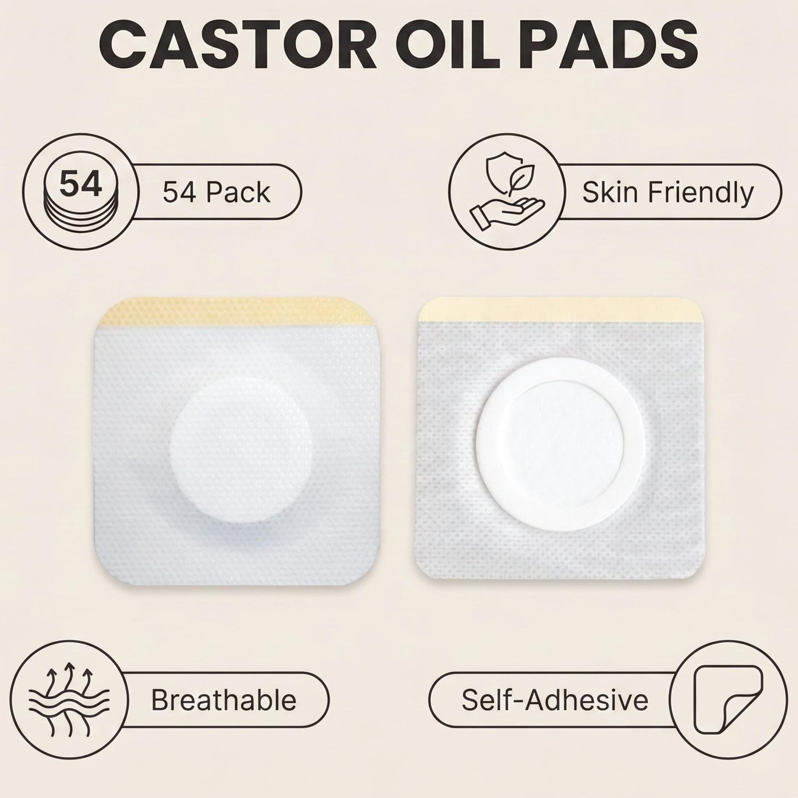 54 Pack Disposable Castor Oil Pack Wrap for Belly Button, 3.2 Inches Castor O…